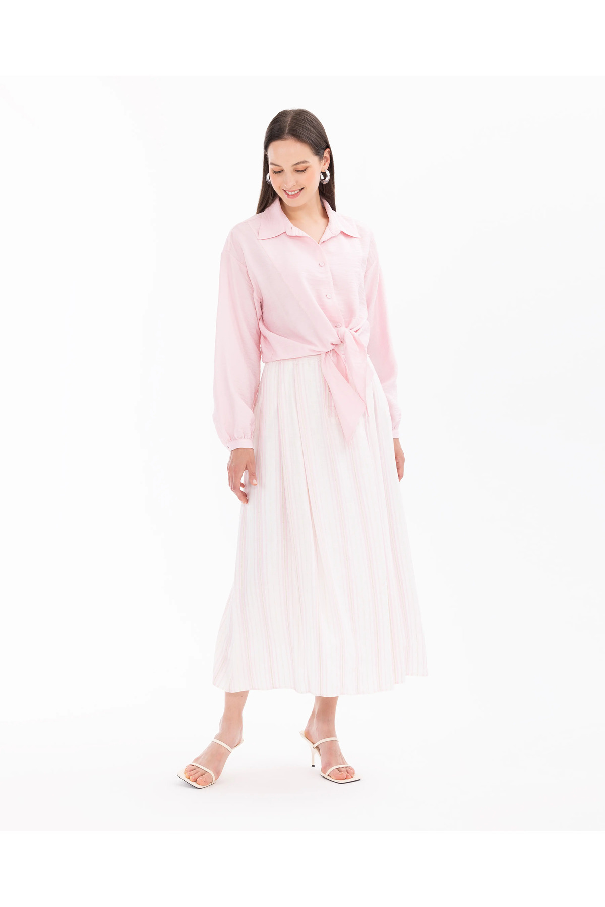 SEÇİL-Striped Button Detailed Skirt 2