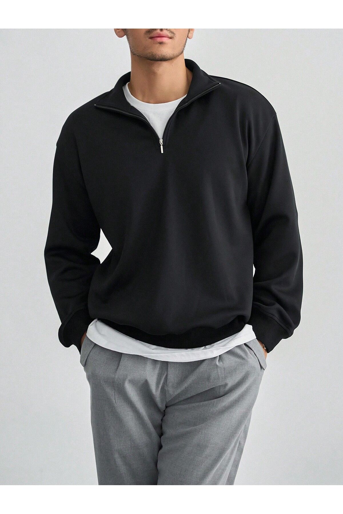 EYAX MODA-Men's Stand Collar Zippered Sweatshirt 2