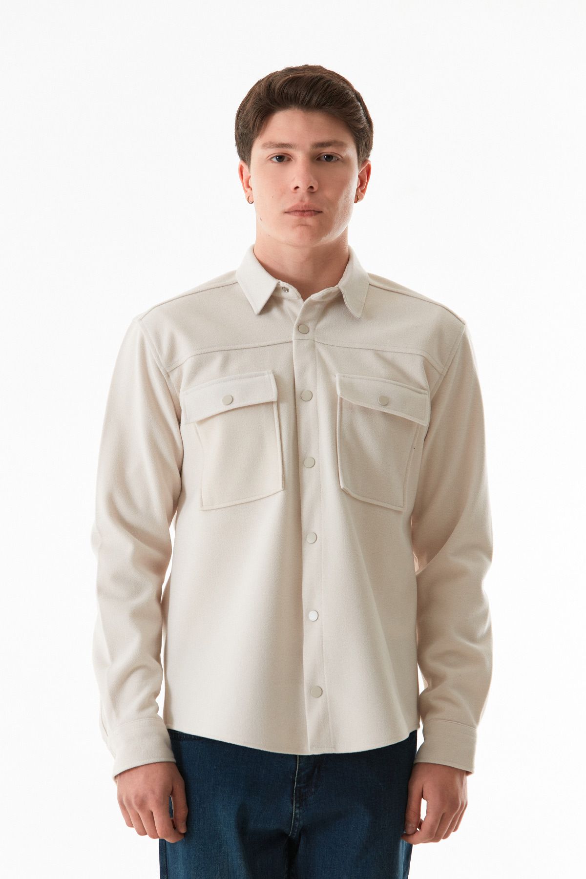 Fulla Moda-Double Pocket Snap Fastener Shirt 1