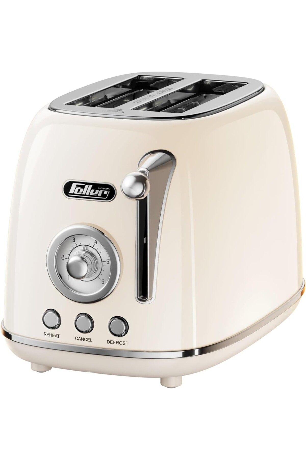 FELLER-Retro Style 2-Slice Toaster, 815 W, Steel Body and Dust Cover 1