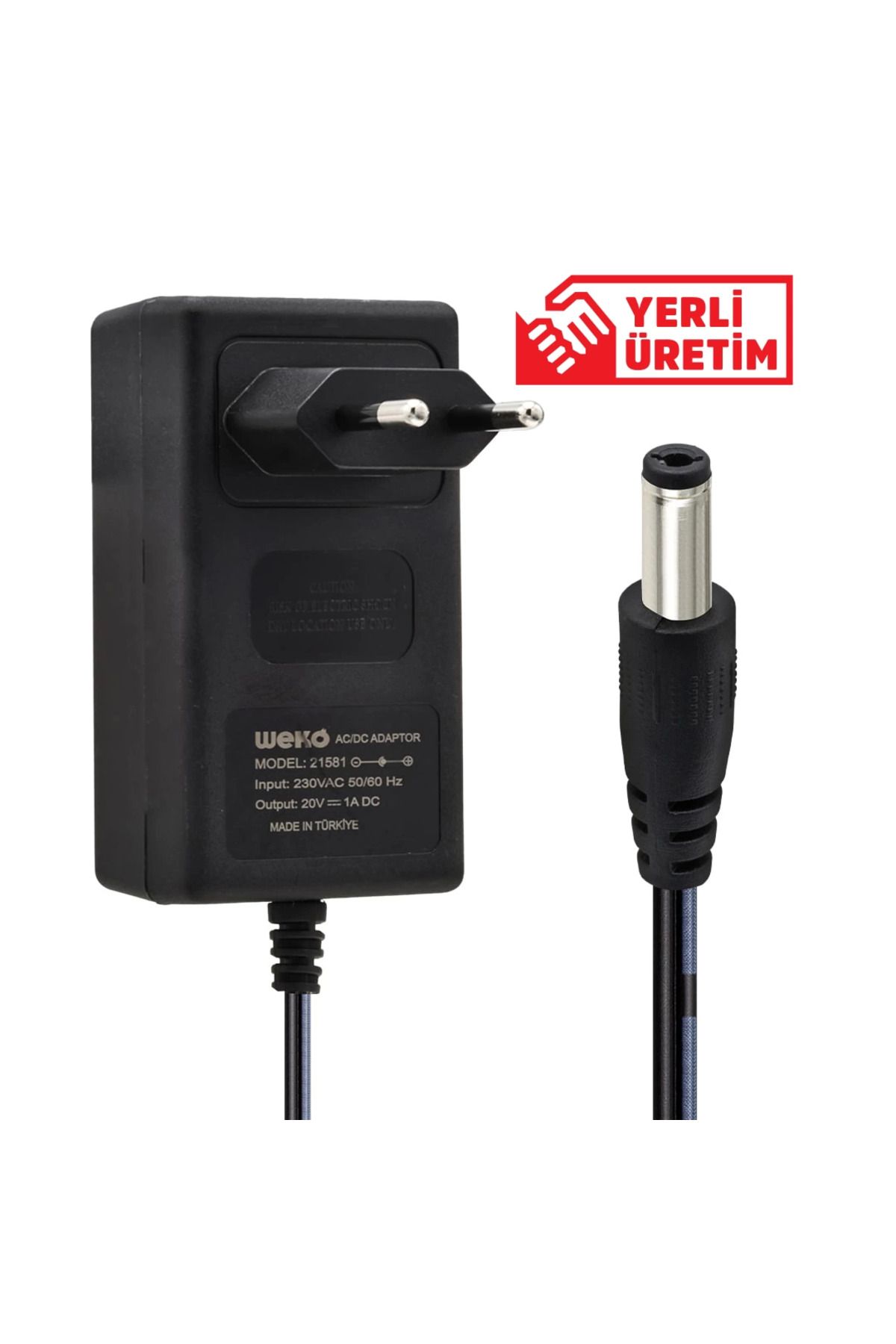 Light up 20 Volt - 1 Amper 5.5*2.5 Uçlu Yerli Üretim Priz Tipi Adaptör