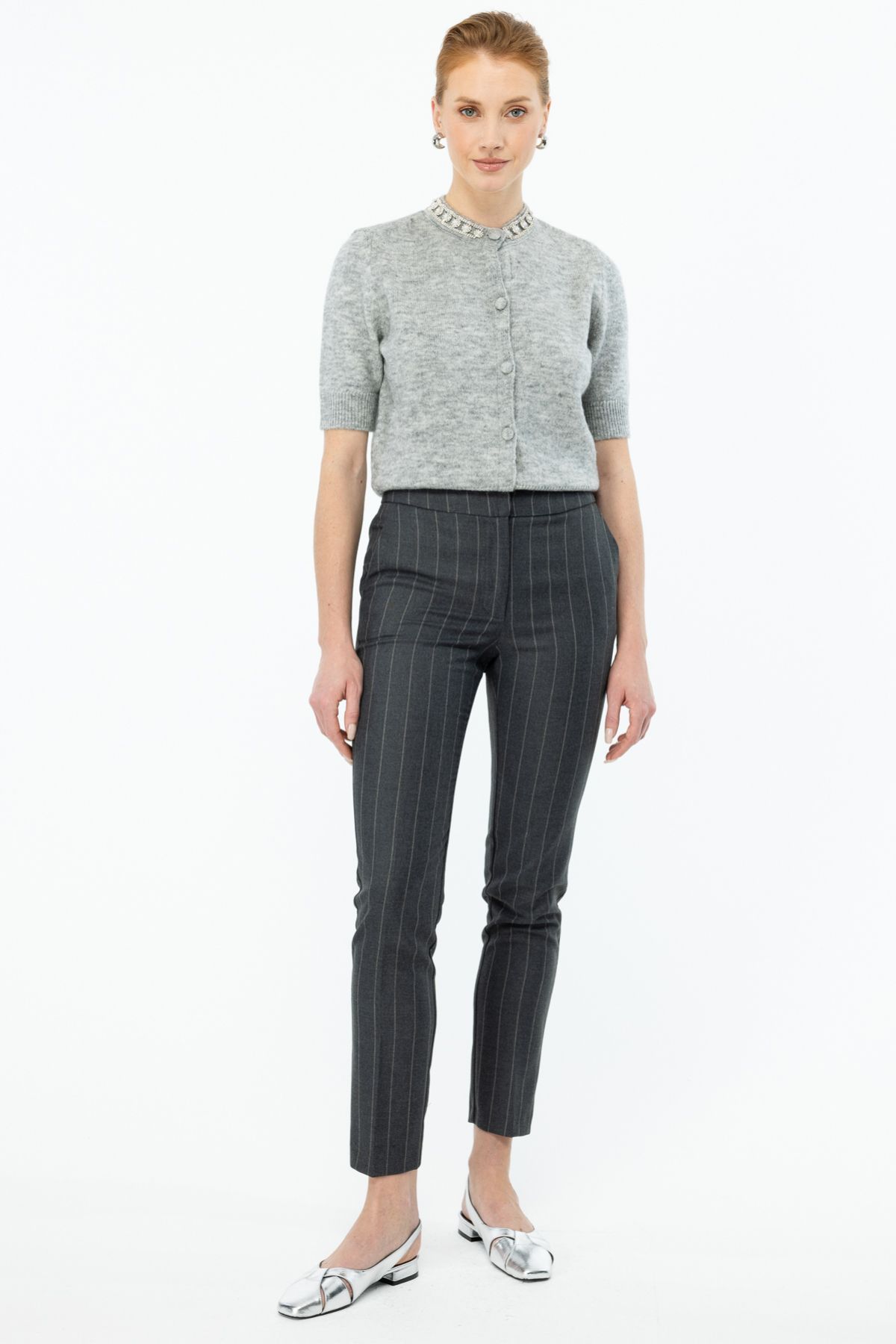 Ekol-Striped Skinny Trousers 1