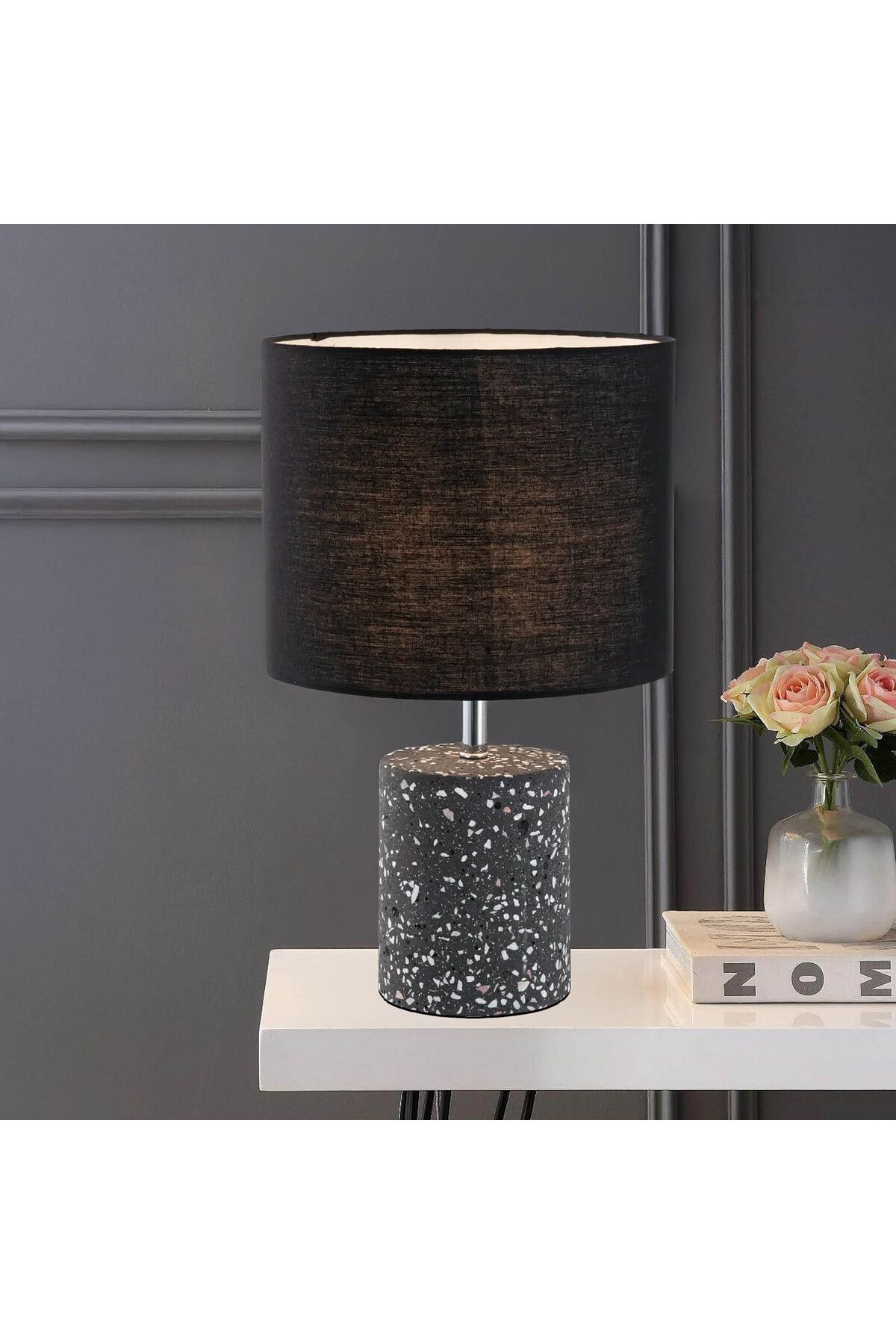 In House-Mars Table Lamp - Terrazzo - 30 x 33 cm - Black & Grey 1