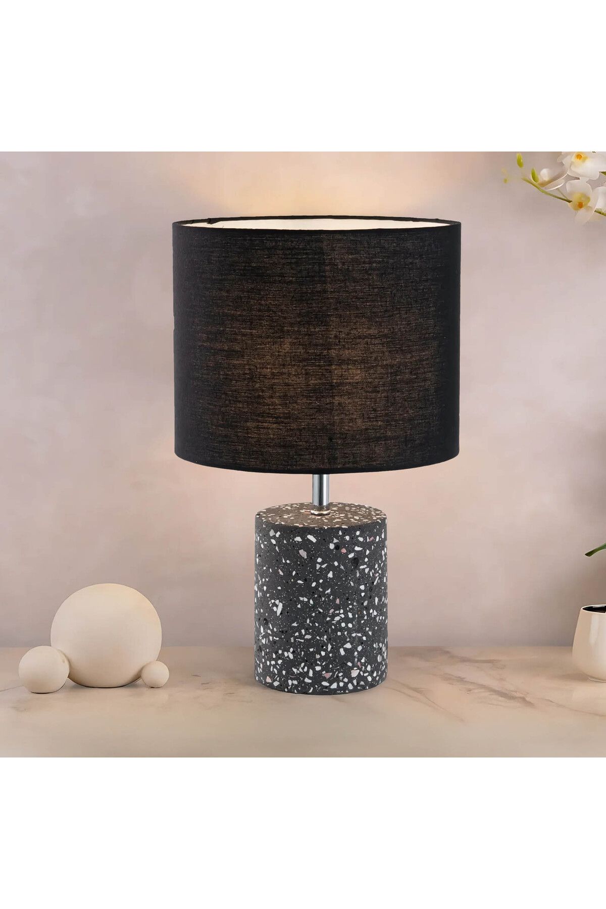 In House-Mars Table Lamp - Terrazzo - 30 x 33 cm - Black & Grey 3