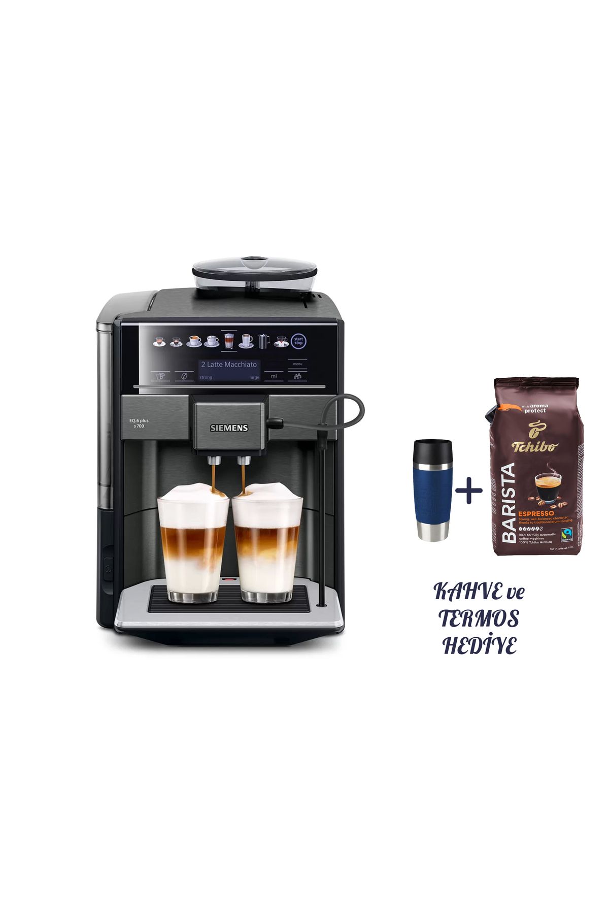 Siemens Sıemens Eq6 Plus S700 Yeni Seri Tam Otomatik Espresso Makinesi Termos ve Kahve Çekirdeği Hediyeli