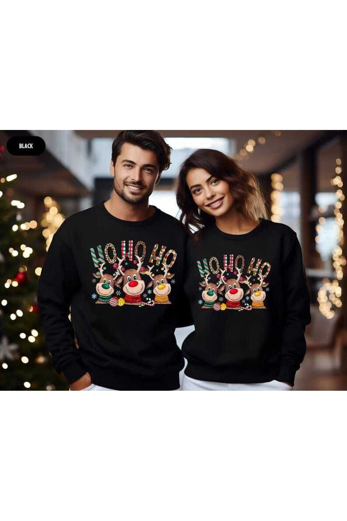 سويت شيرت برقبة دائرية مطبوعة HO HO HO