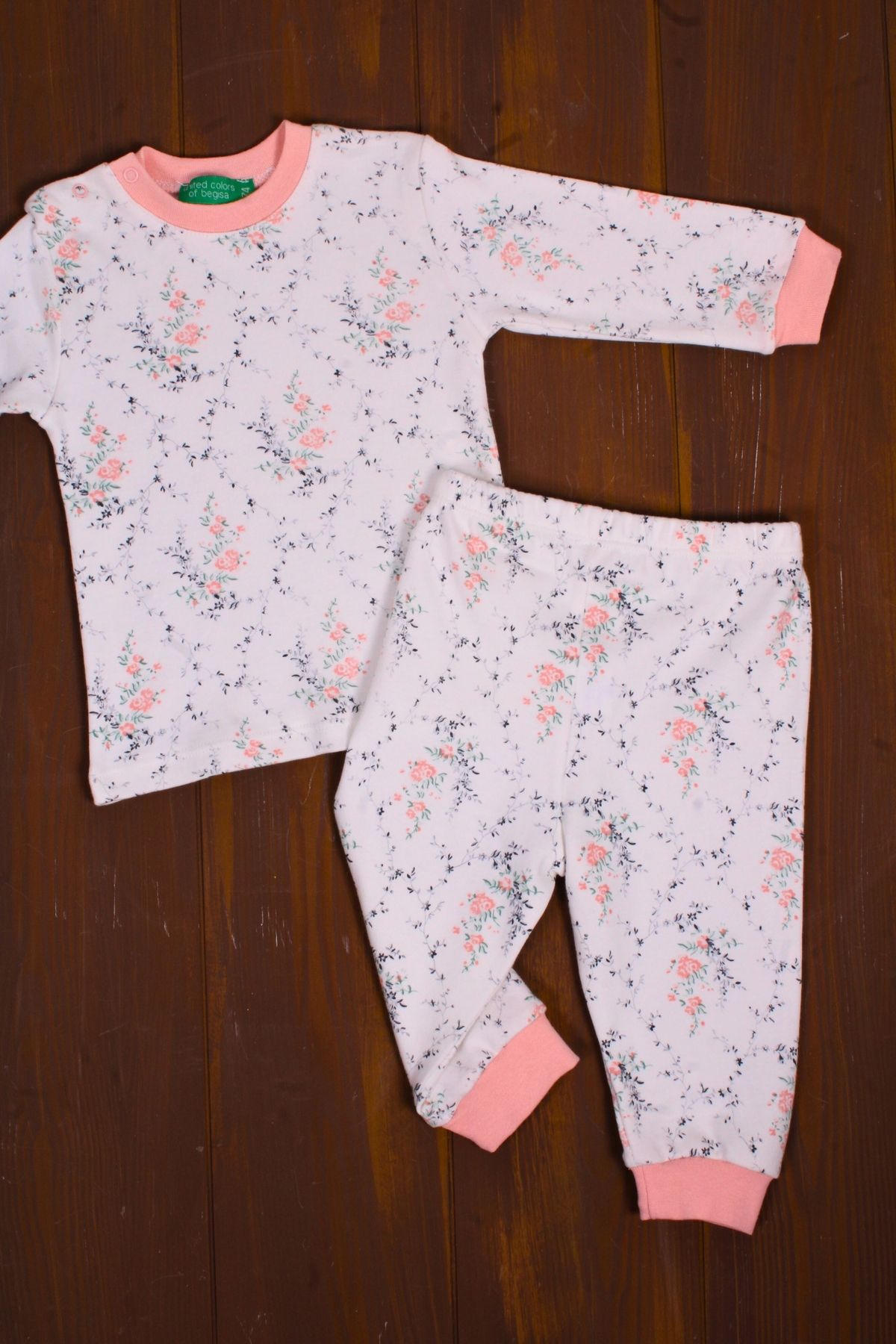 Babydonat-Floral Patterned Baby Girl Tracksuit Set 100% Cotton 4