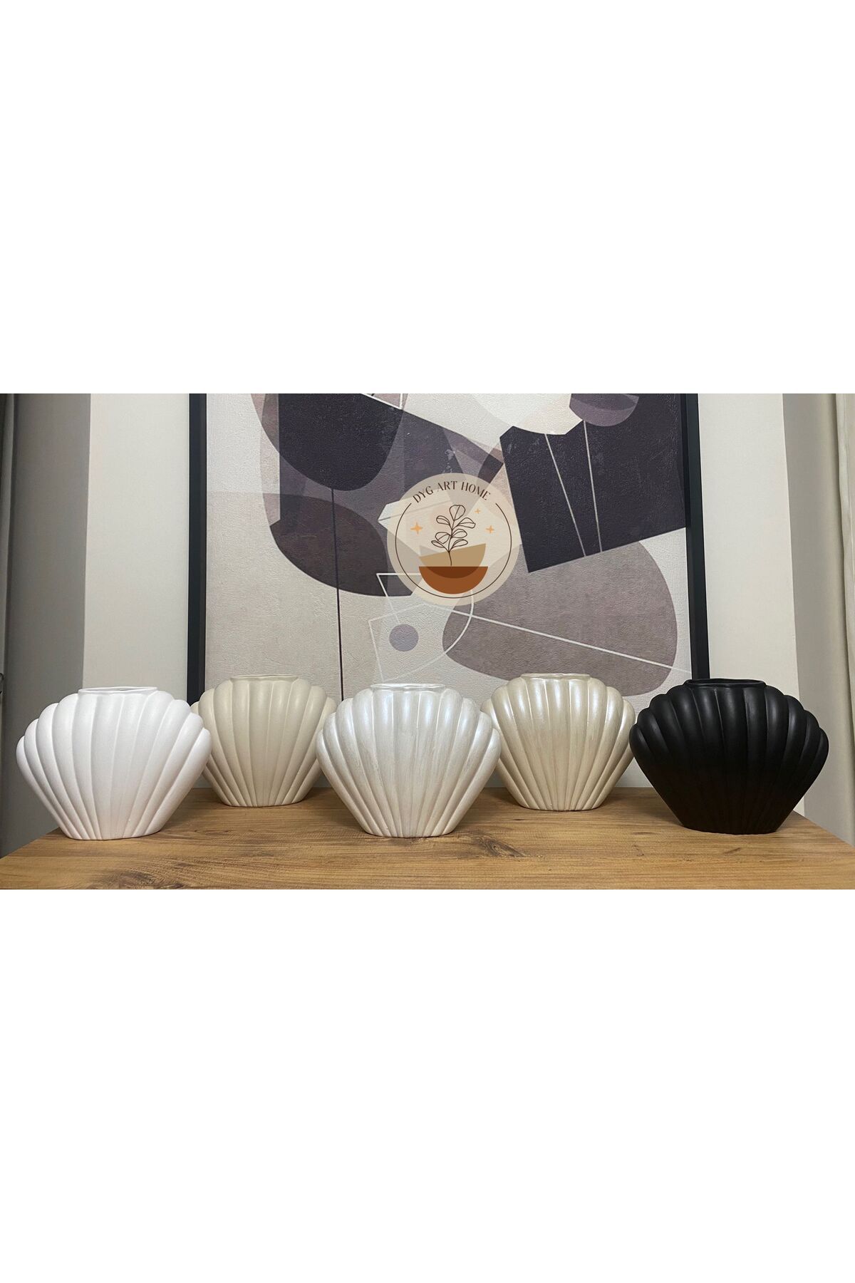 DygArtHome-White Ceramic Mussel Vase - 17X22 cm 3