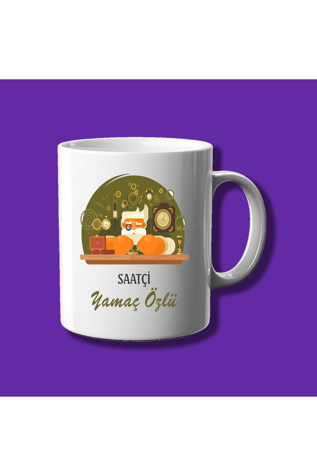 DEKORANLA Kişiye Özel Meslek Kupası - Saatçilere İsimli ve Beyaz Bardak