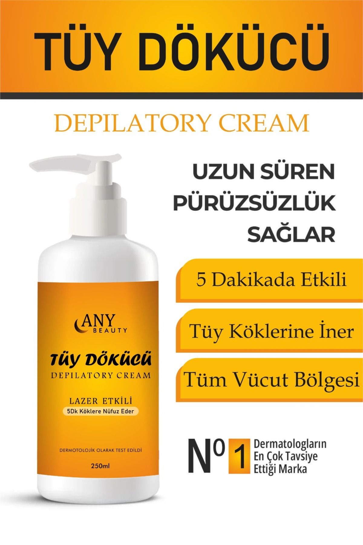 ayn beauty Lazer Etkili Tüy Dökücü Ve Tüy Azaltıcı Epilasyon Krem Tüm Cilt Tipleri Için  250 ml