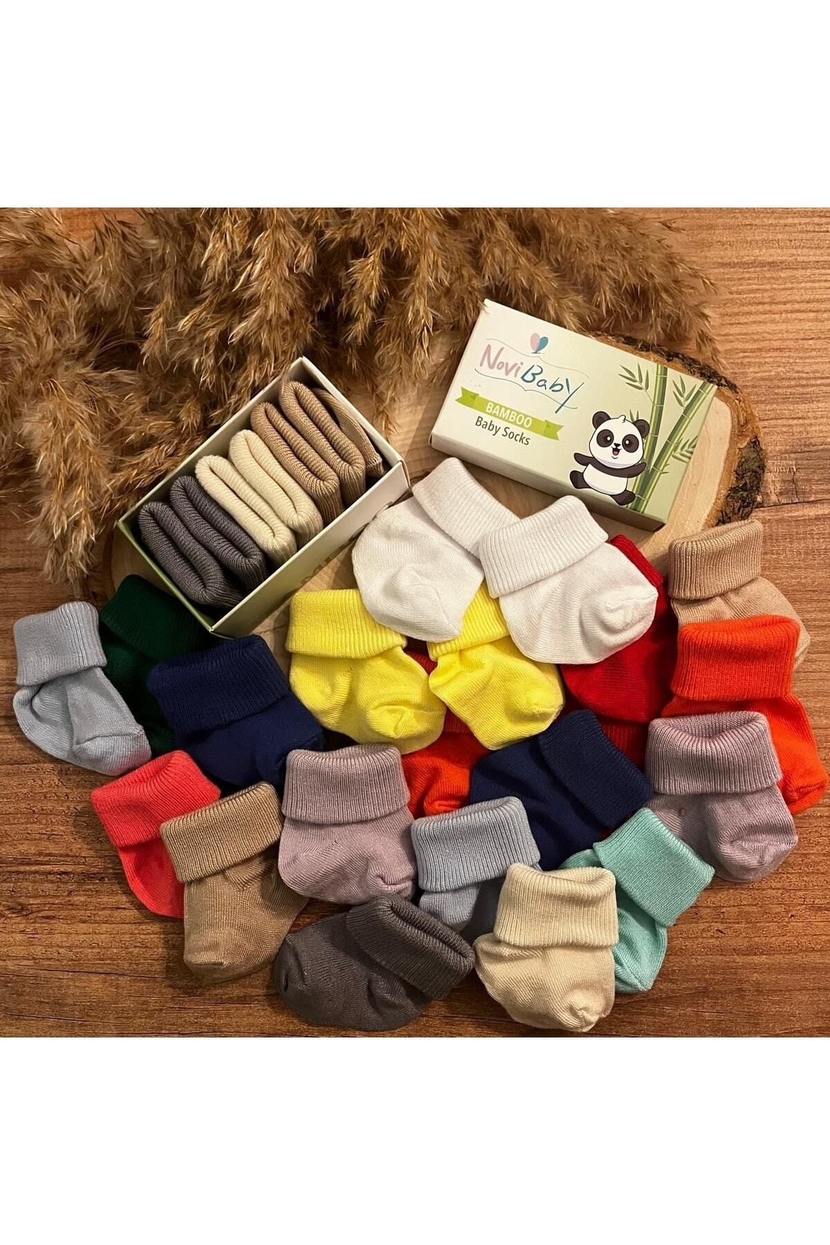 Novibaby-3 Pack Bamboo Newborn Baby Socks I Goldies I Girl Boy Baby Socks 5