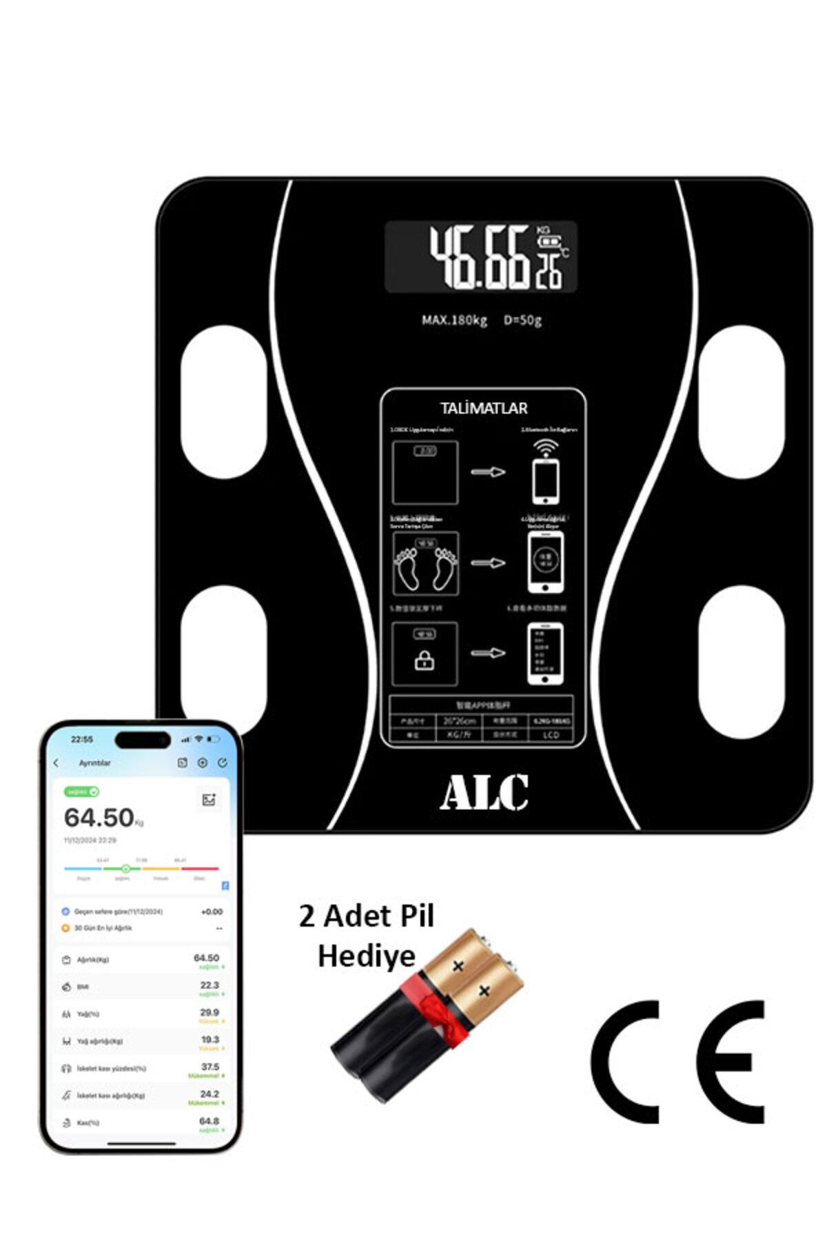 ALC Smart Body Scale Akıllı Banyo Baskülü Yağ Su Kas Vücut Kitle Endeksi Dijital Tartı