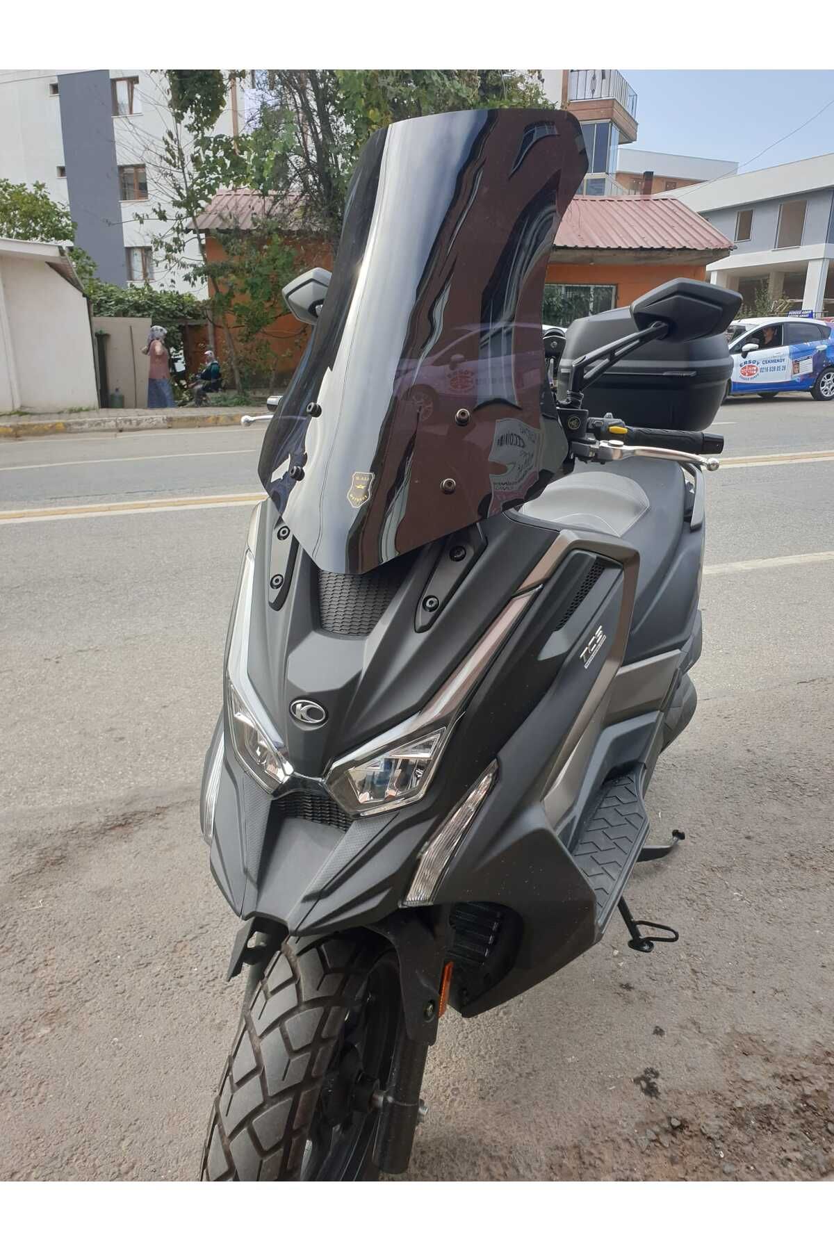 Kymco DTX 360 Siperlik Ön Cam 2021-2023 Model 55cm Siyah Renkli 4mm KISA SPOR CAM