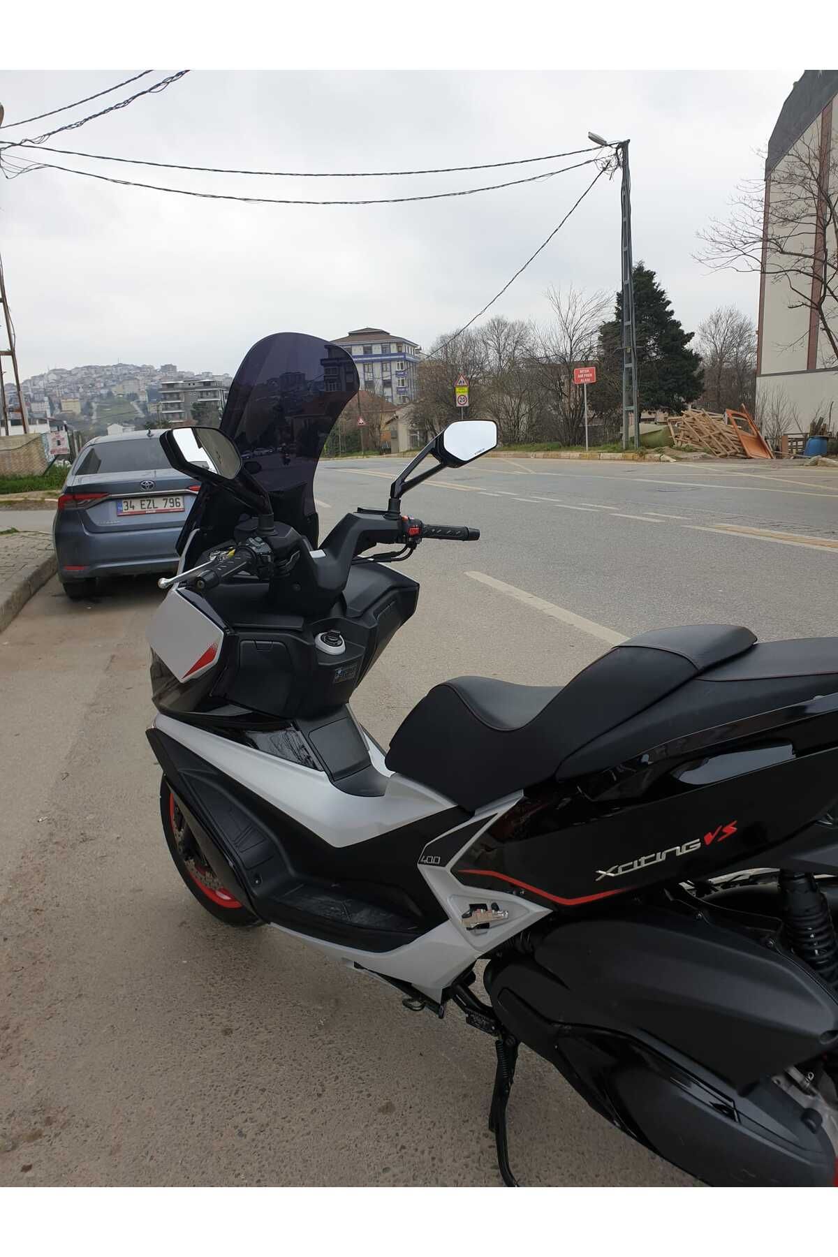 Kymco Xciting VS 400 Siperlik Ön Cam 2023-2025 Model 66cm Siyah Renkli 4mm