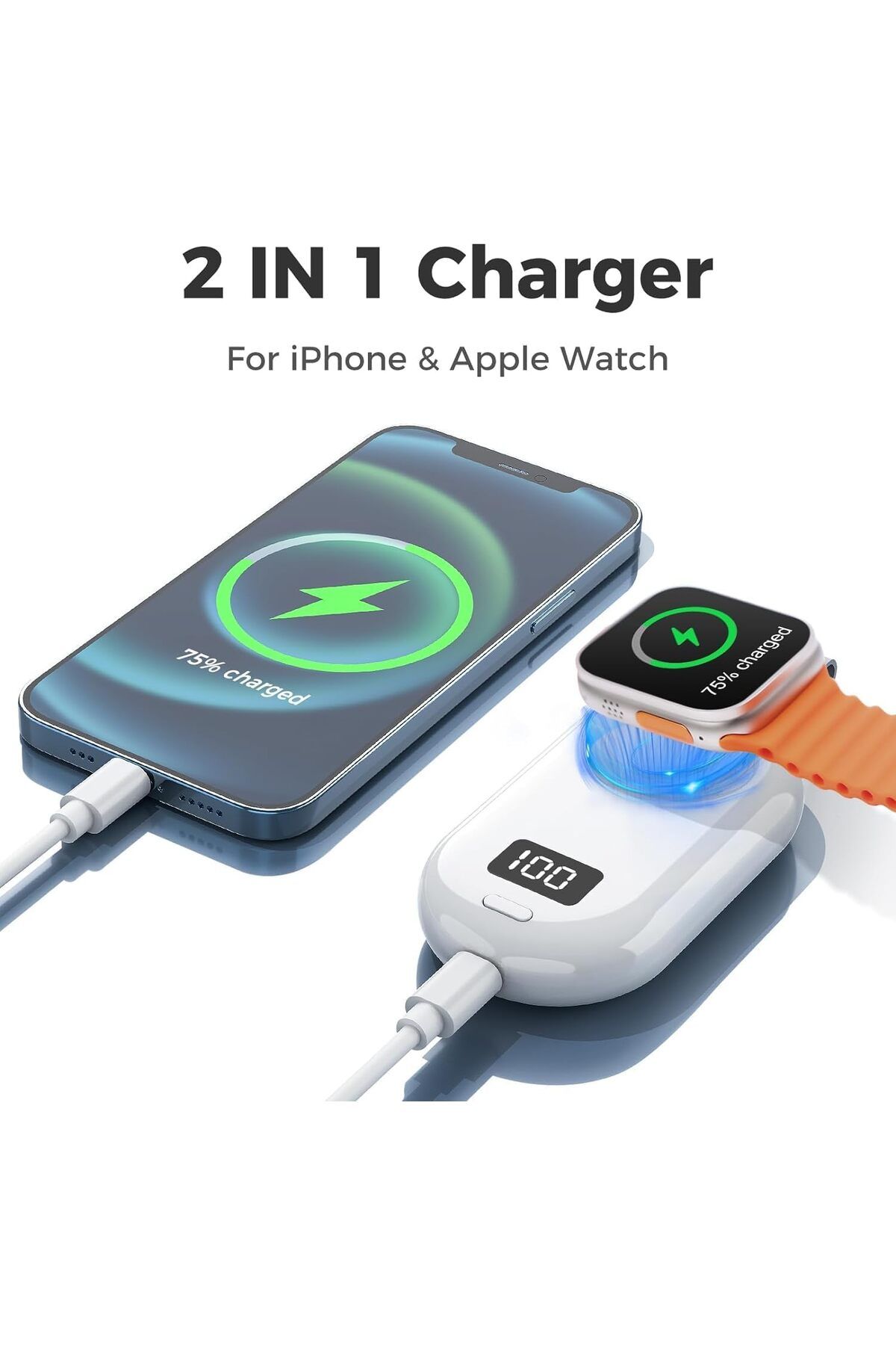 Arabest-iWatch Charger,2500mAh Portable Wireless Charger 2 in 1 Portable Power Bank for All i Watch Series 3