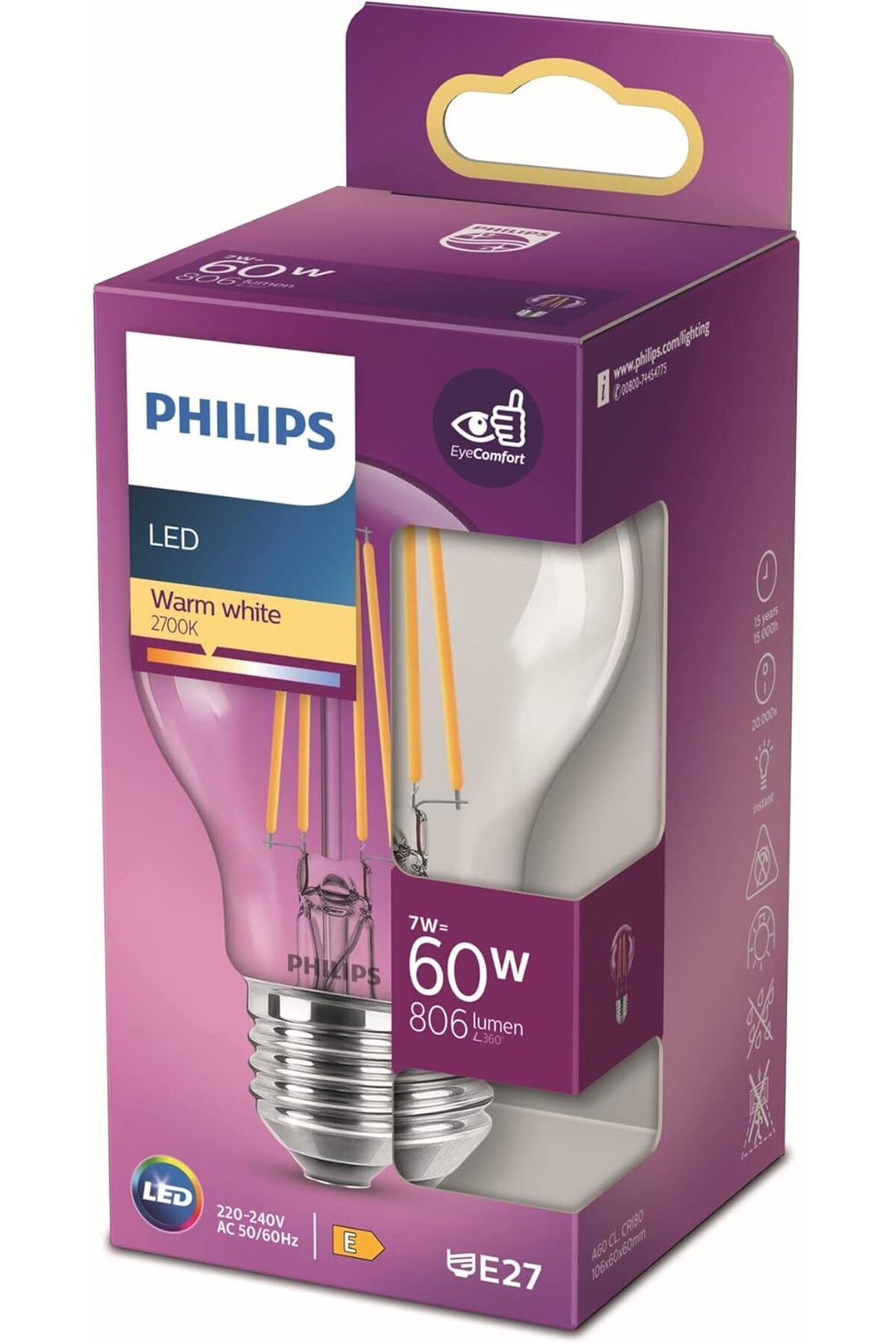 STOREMAX lbstorex LED Classic 60W A60 E27 Non-Dim 2700K Sarı Işık LED Filament Ampul Newdsng 1116818