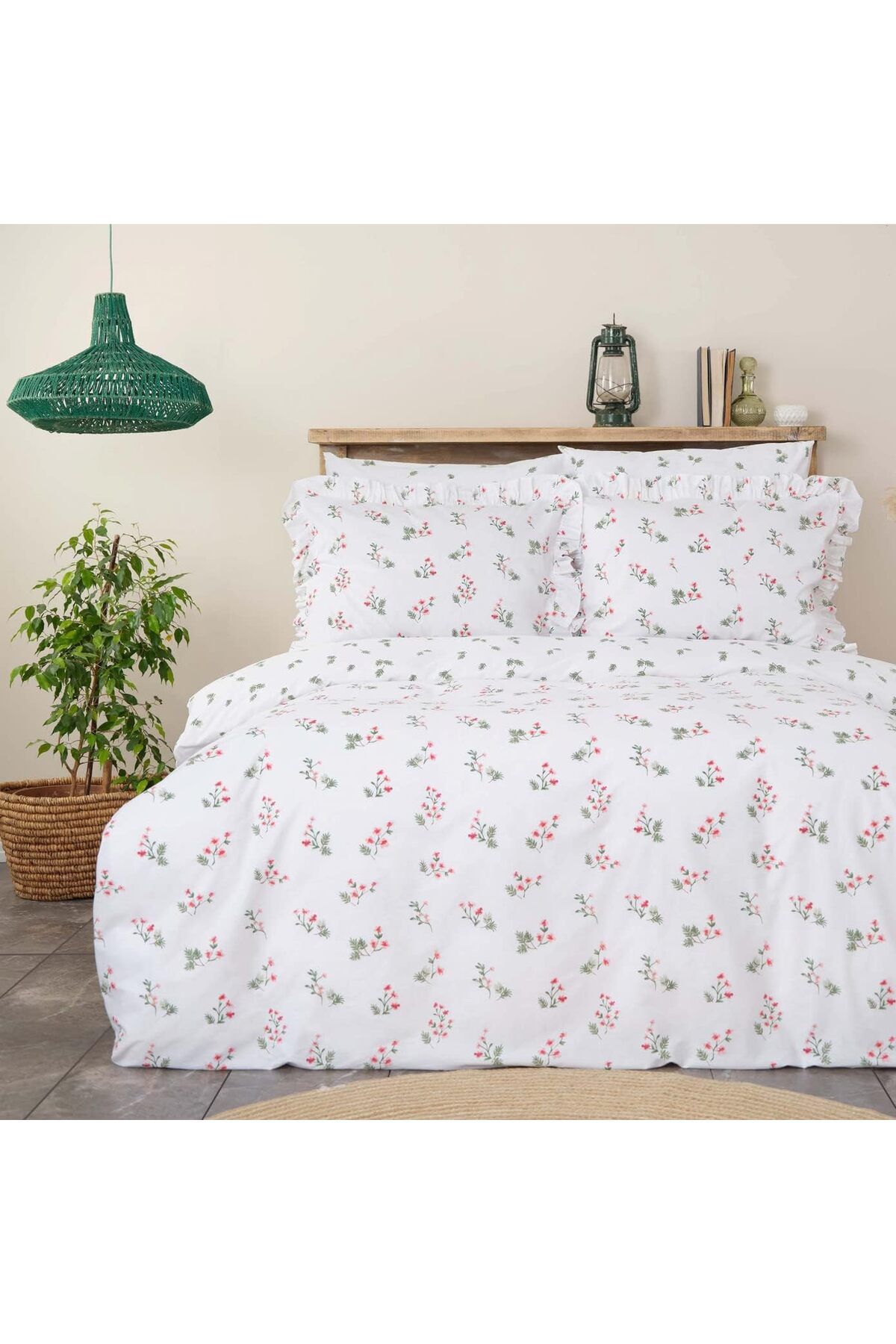 STOREMAX htpshopmx Home Silvie Kırmızı%100 Pamuk Fırfırlı Çift Kişilik Nevresim Takımı str http 1092