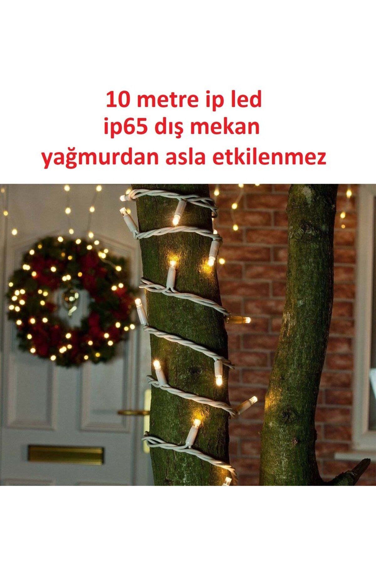 ALLES YILBAŞI LED IŞIK İP LED 10 MT GÜN IŞIĞI IP65 SABİT YANAR BEYAZ KABLO AL-80 220V