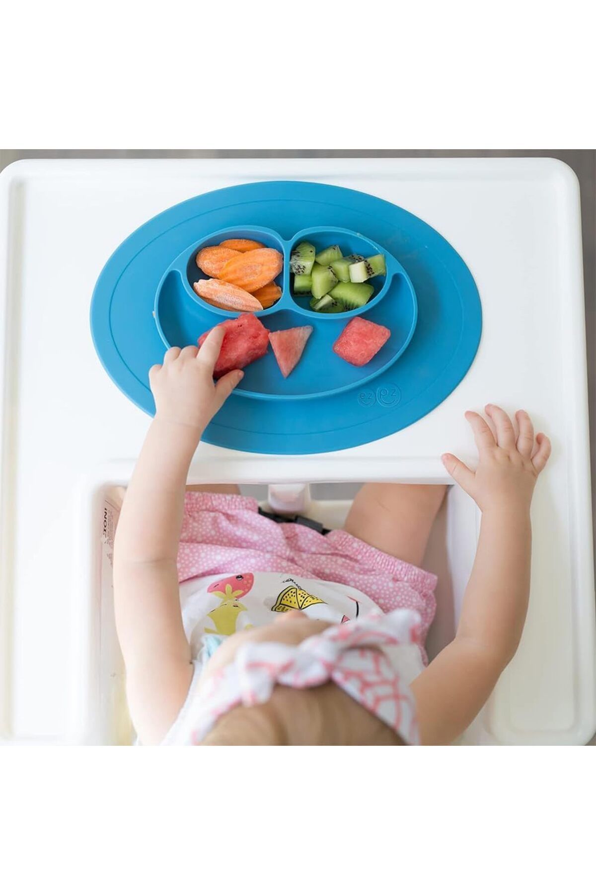 Arabest-Baby Plate, Mini Mat, Silicone Toddler Plates, Suction Placemat Divided Dishes (Blue) 3