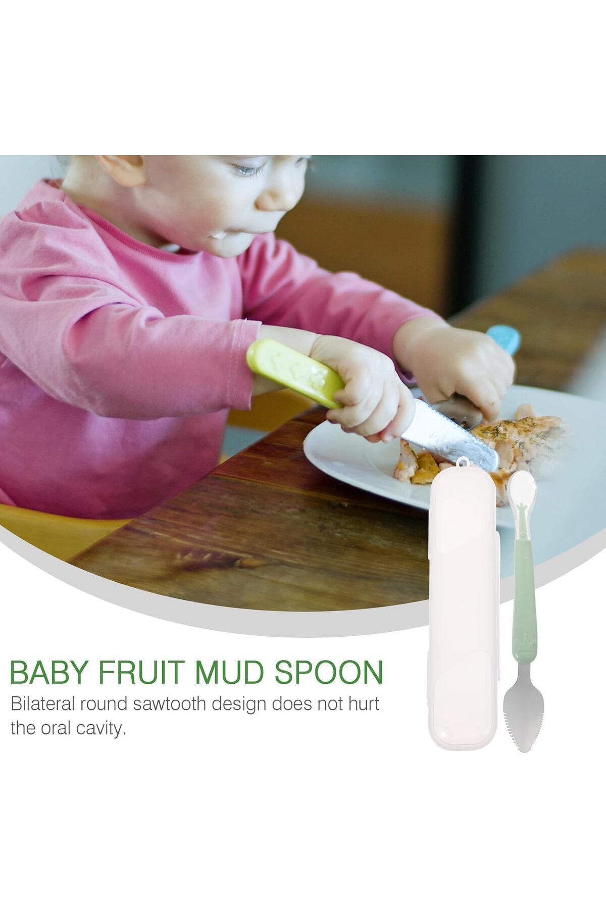 Arabest-Double Head Baby Silicone Food Spoon, Feeding Spoon, Portable Baby Food Scraper Spoon 4