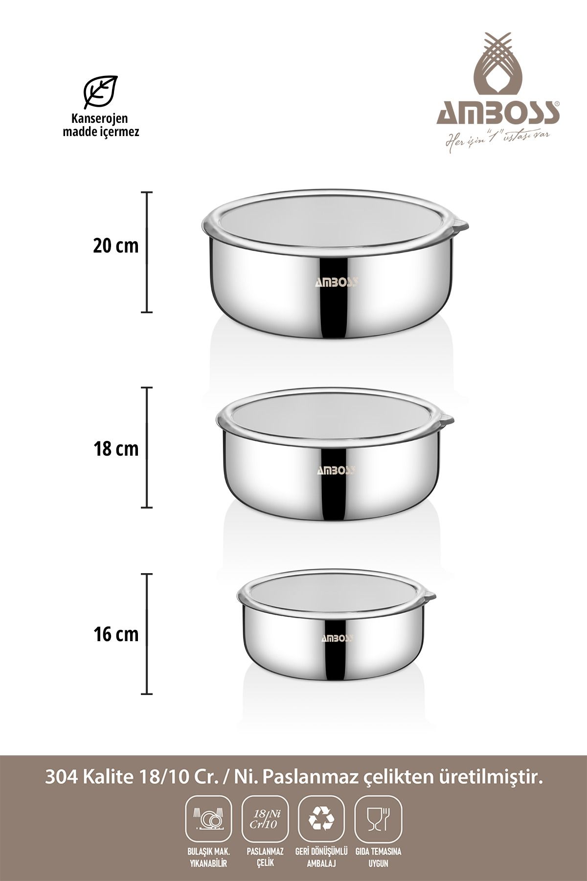 Amboss-8 Pieces Cookware Storage Saucepan & Stainless Steel Storage Container 2