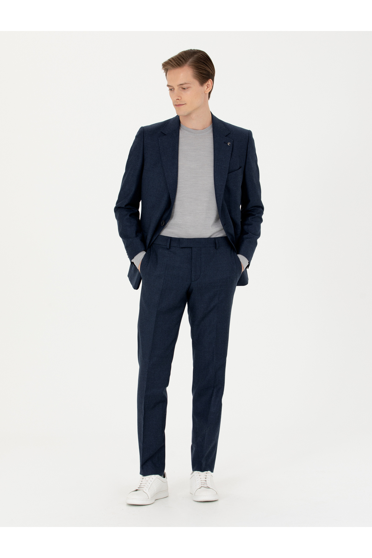 Cacharel Lacivert Slim Fit Yün Takım Elbise 50277977-VR033