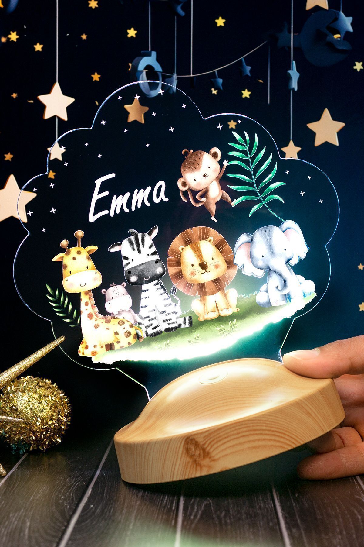 SEVGİLAMBASI Safari Temalı Bebek Odası Lambası Safari Çocuk Doğum Günü Konseptli Hediye, Orman Hayvanlı Lambası fotoğrafı 4 (önizleme)