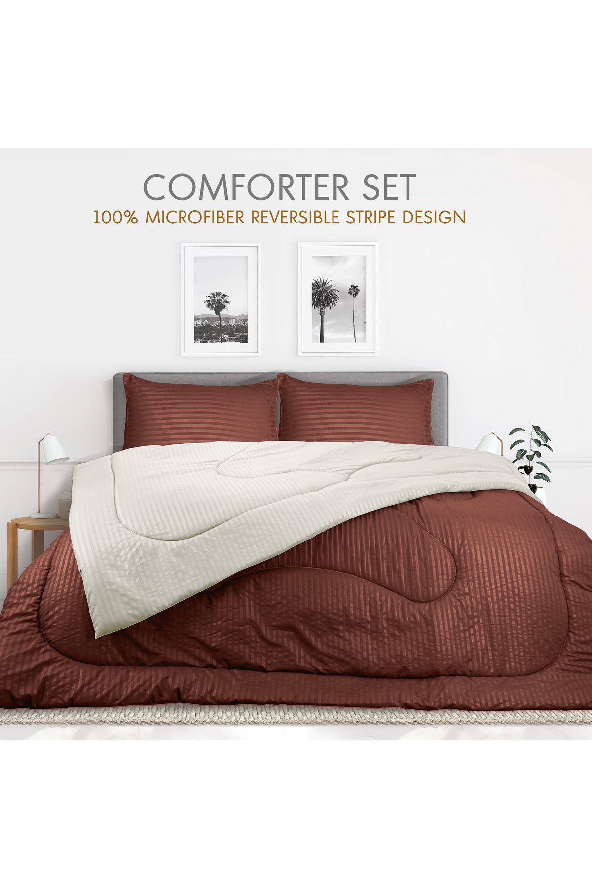 Hotel Linen Klub-Stripe Reversible  Comforter Set- Ultra Soft  Microfiber Fabric, Soft Siliconized Fiber Filling 2