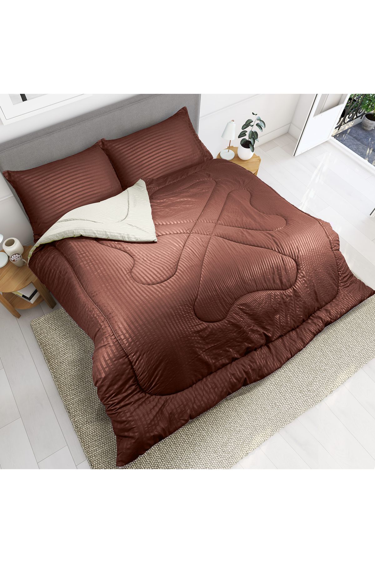 Hotel Linen Klub-Stripe Reversible  Comforter Set- Ultra Soft  Microfiber Fabric, Soft Siliconized Fiber Filling 3