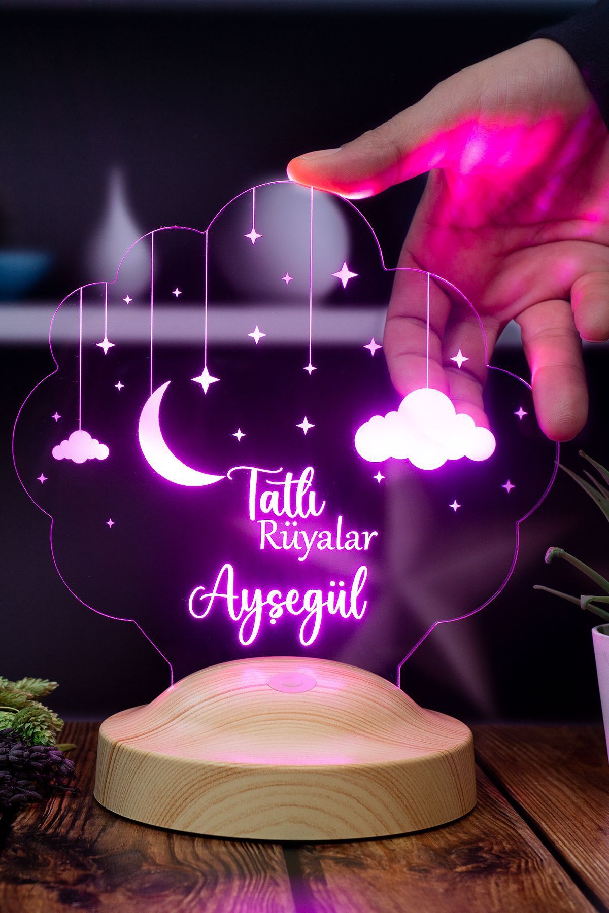 SEVGİLAMBASI Çocuk Odası Bulutlu Gece Lambası, Isimli Bebek Hediyesi Led Lamba, Çocuk Odası Dekoru fotoğrafı 3 (önizleme)