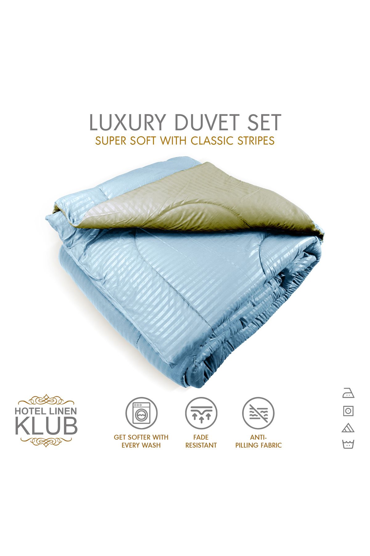 Hotel Linen Klub-Stripe Reversible  Comforter Set- Ultra Soft  Microfiber Fabric, Soft Siliconized Fiber Filling 7