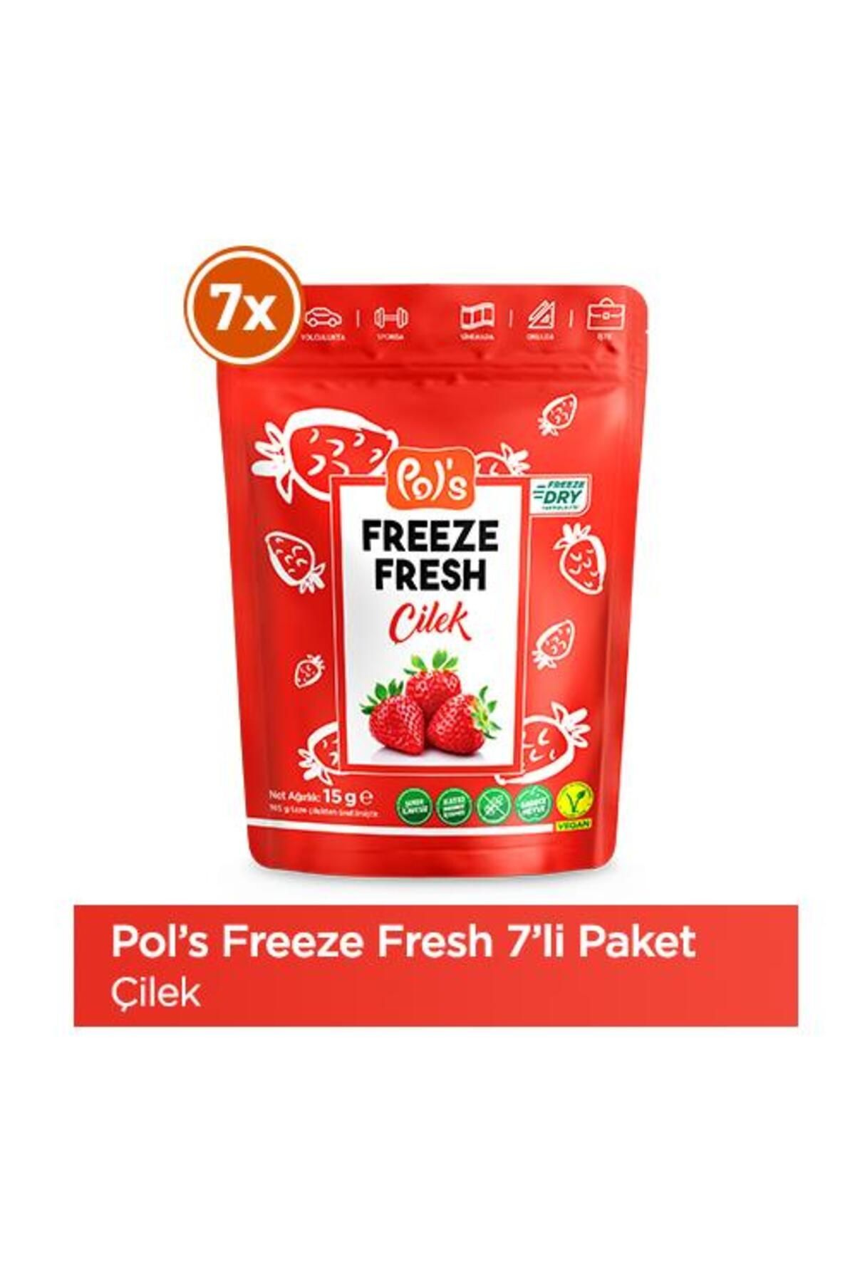 Pol's Freeze Fresh Çilek 15 G X 7 Adet Freeze Dry Dondurularak Kurutulmuş Meyve