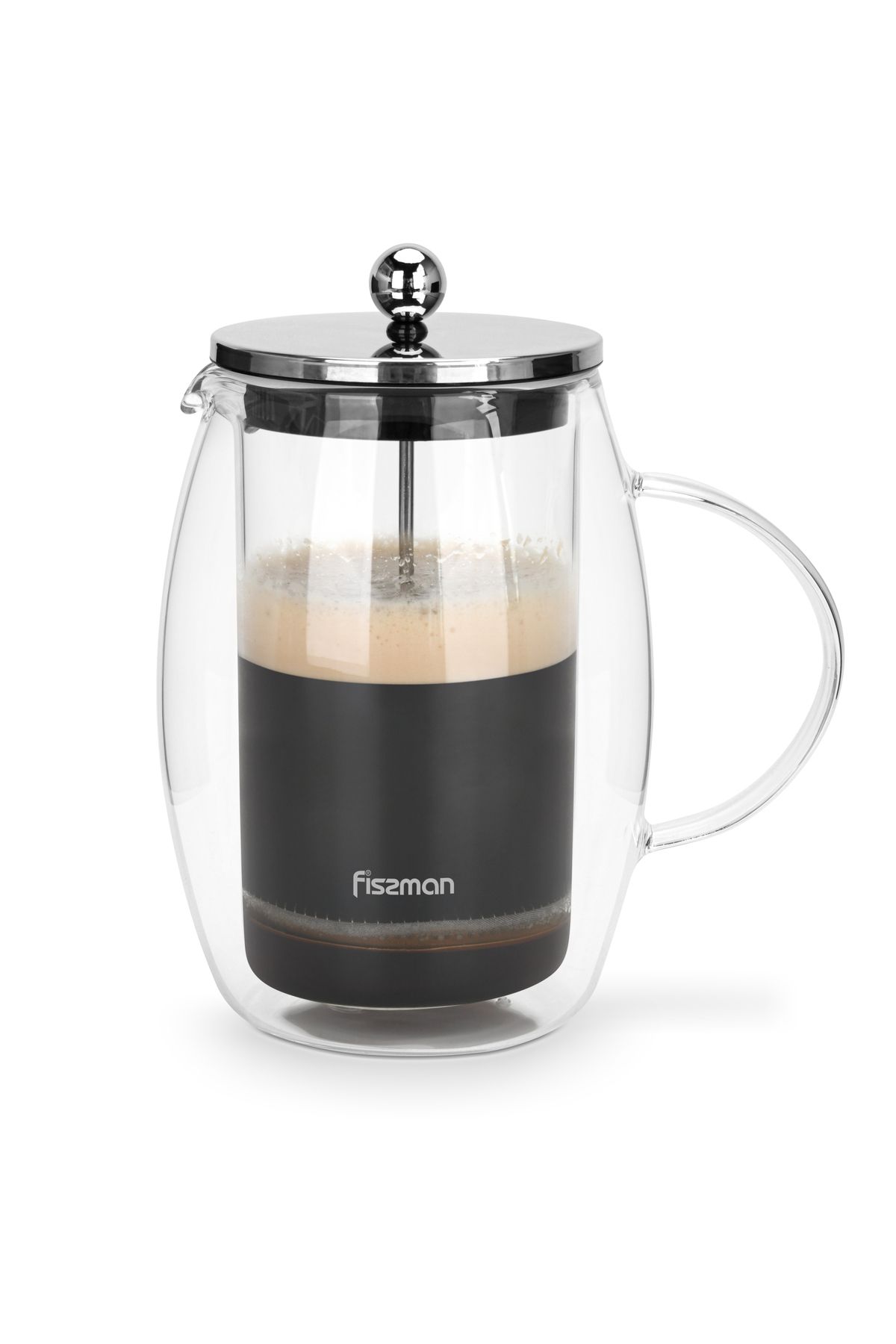 Fissman-1-Liter French Press Coffee Maker, Double Wall Borosilicate Glass BPA Free, Dishwasher Safe 1