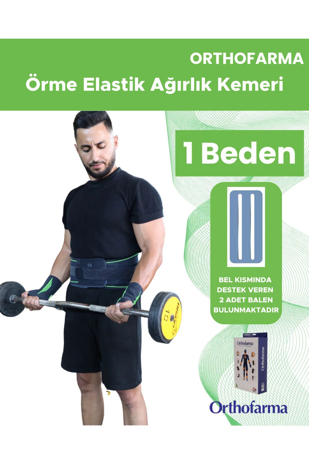 orthofarma Ağırlık Kemeri Kas Geliştirme, Fitness Kemeri Ağırlık Kaldırma Kemeri Bel Destek Kemeri 1 Beden