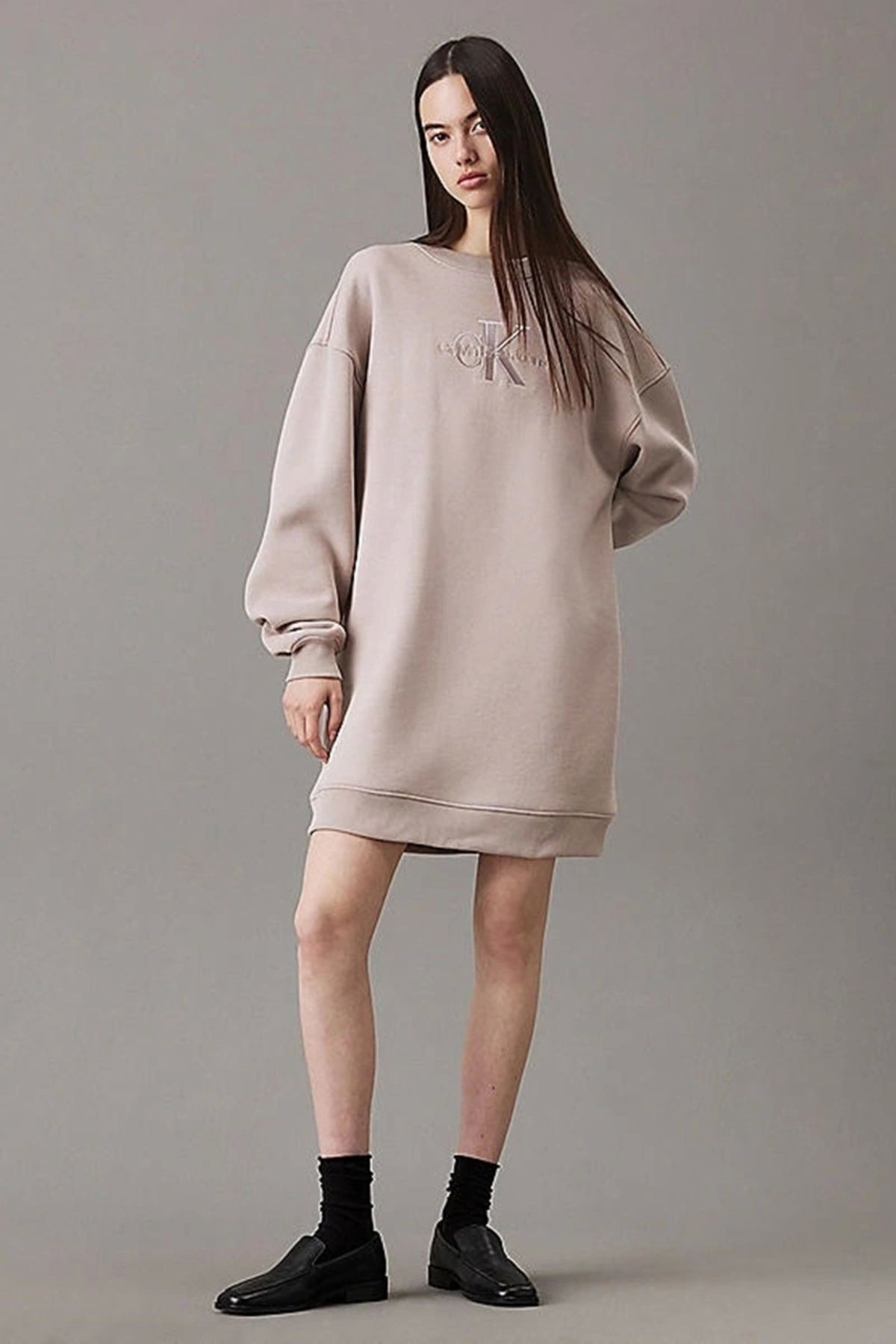 Calvin Klein-Embroidered Monologo Crew Dress 1