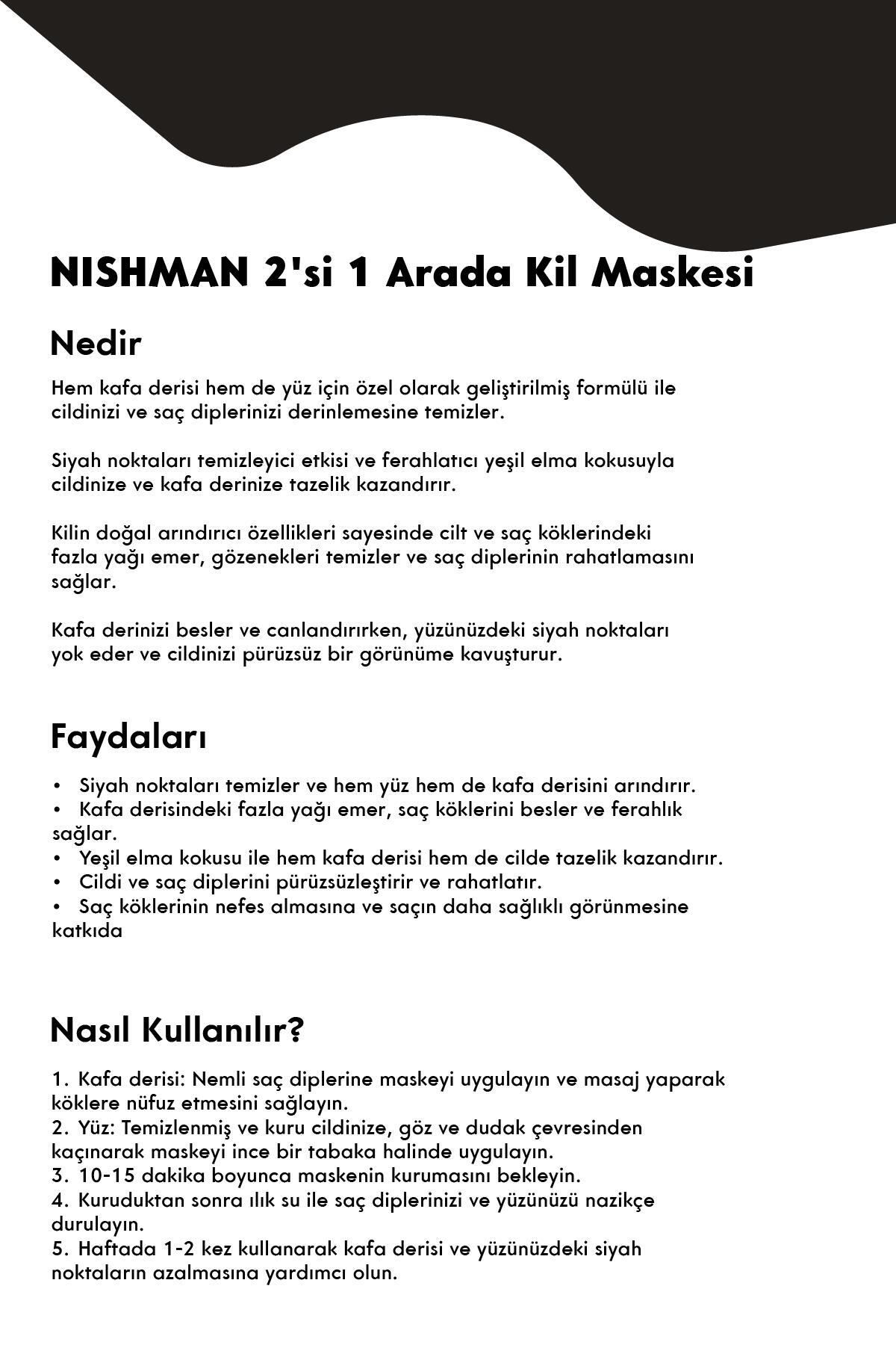 NISHMAN-2 in 1 Clay Mask - Blackhead Remover for Scalp and Face & Green Apple Scented 5
