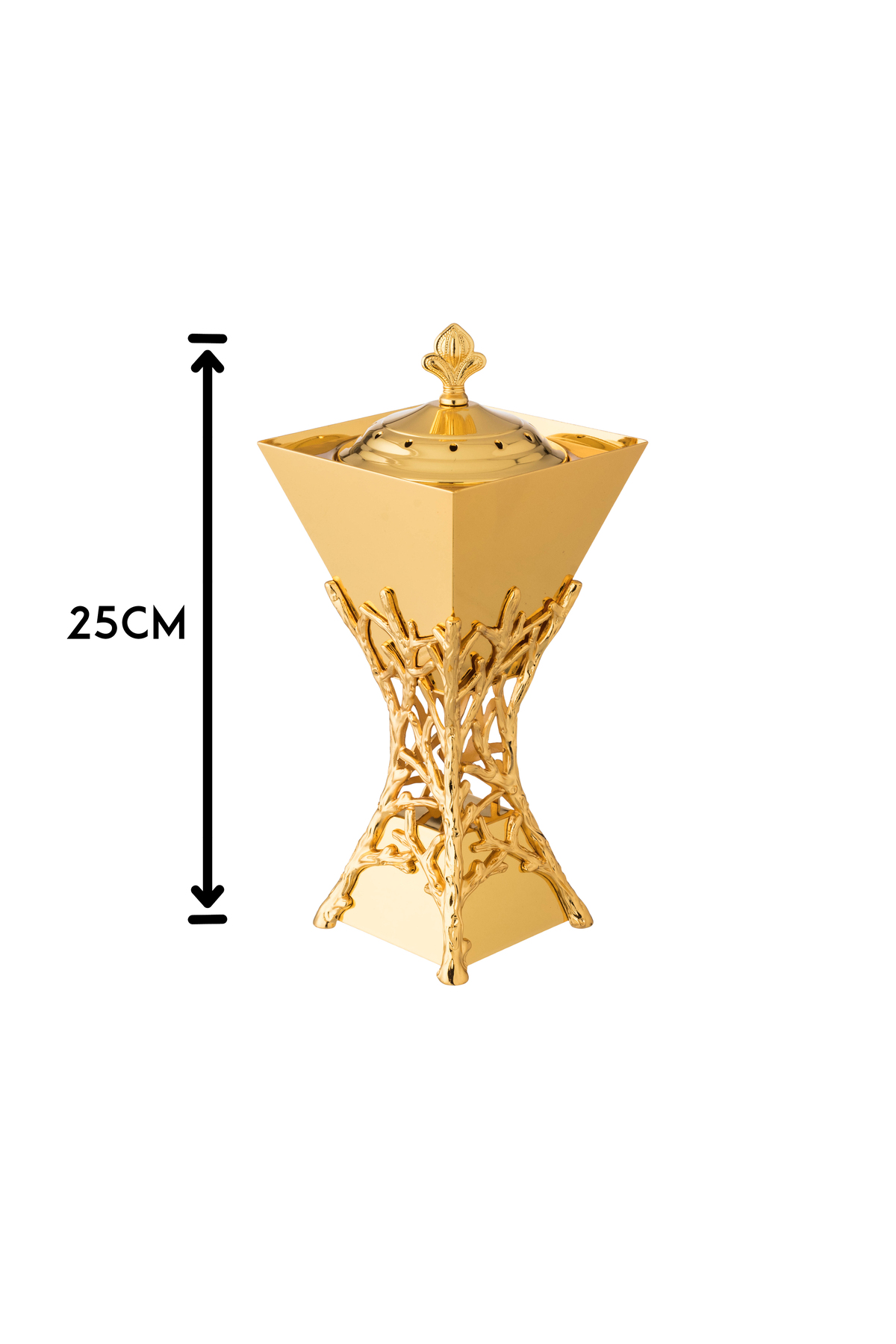 مبخرة بخور ذهبية فاخرة بتصميم أغصان معدنية أنيقة