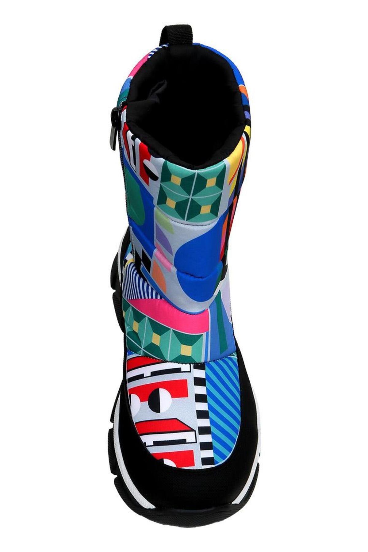 Dogo-Women's Vegan Multicolor Snow Boots - Geometric Design 5