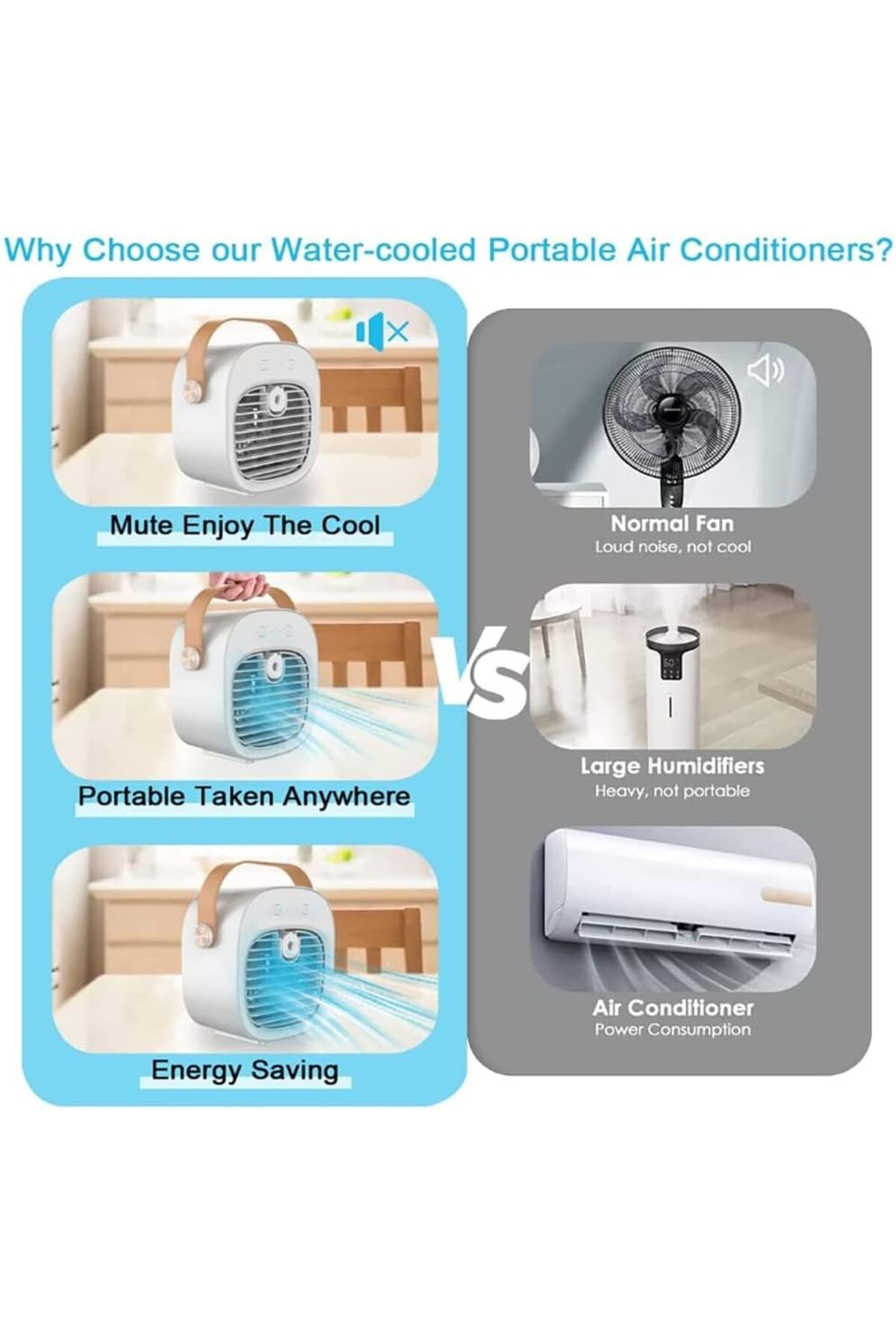 Arabest-Air Conditioner, Mini Quiet Humidifier, USB Charging Water-cooling Air Cooler Fan 4