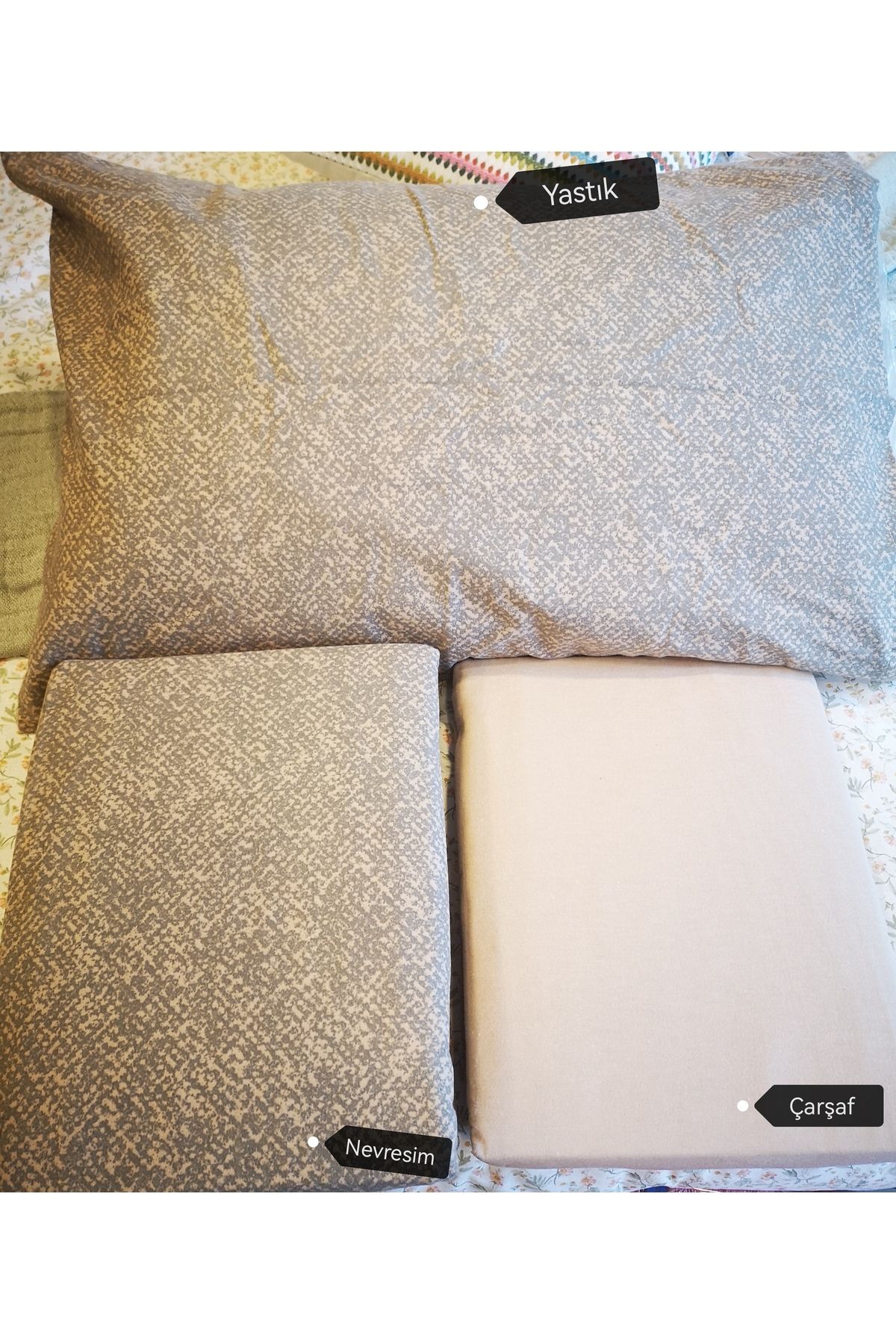 Sarev-100% Cotton Flannel Beige Double Duvet Cover Set 1