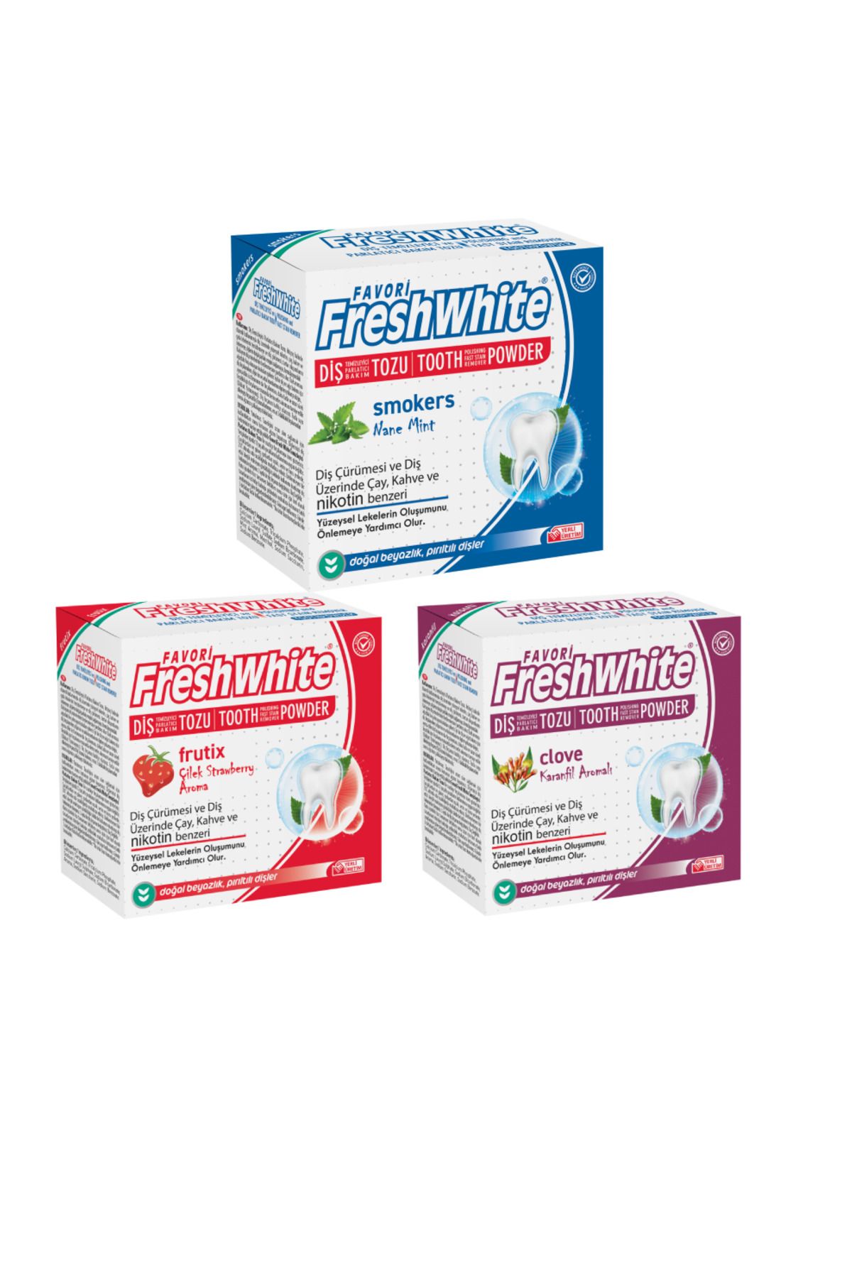 Fresh White Tooth Powder Diş Parlatıcı Toz 3 lü Set