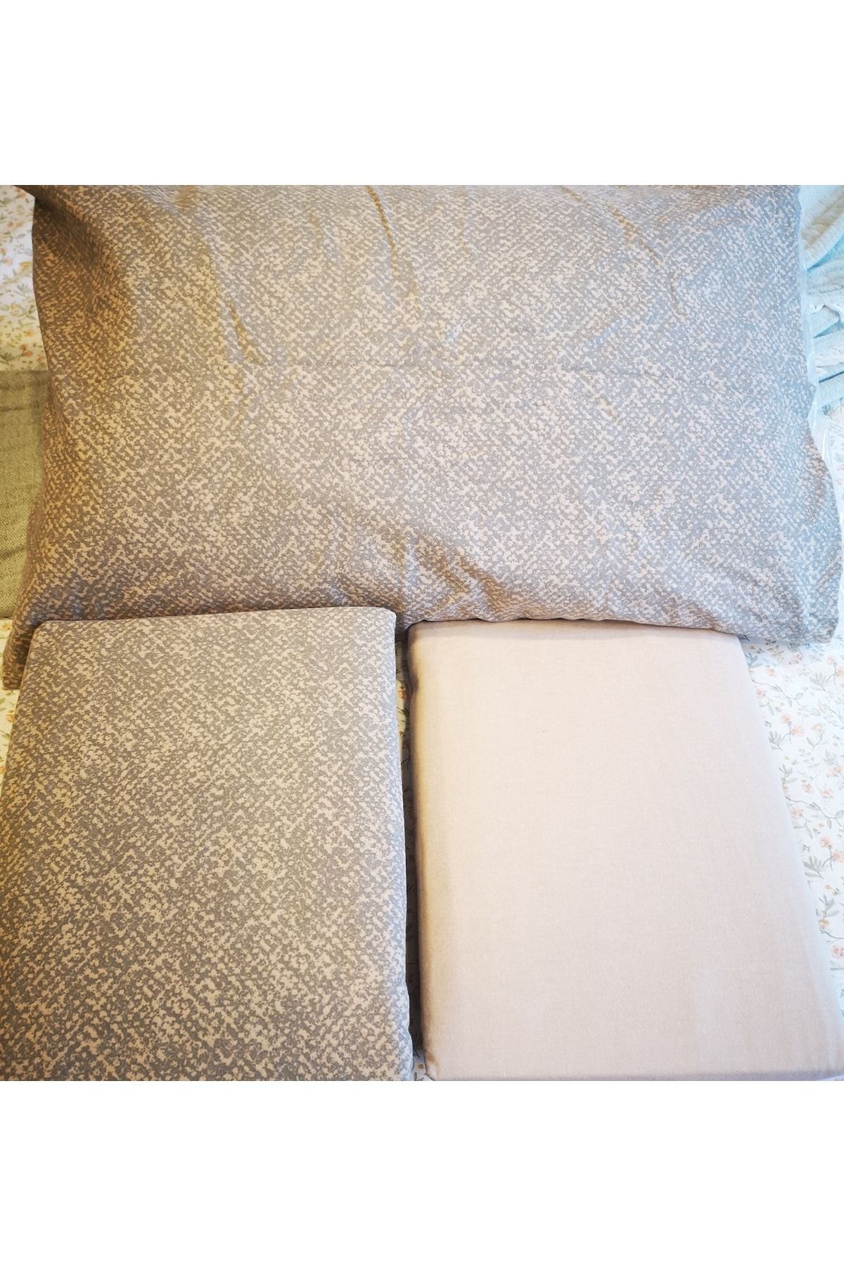 Sarev-100% Cotton Flannel Beige Double Duvet Cover Set 2