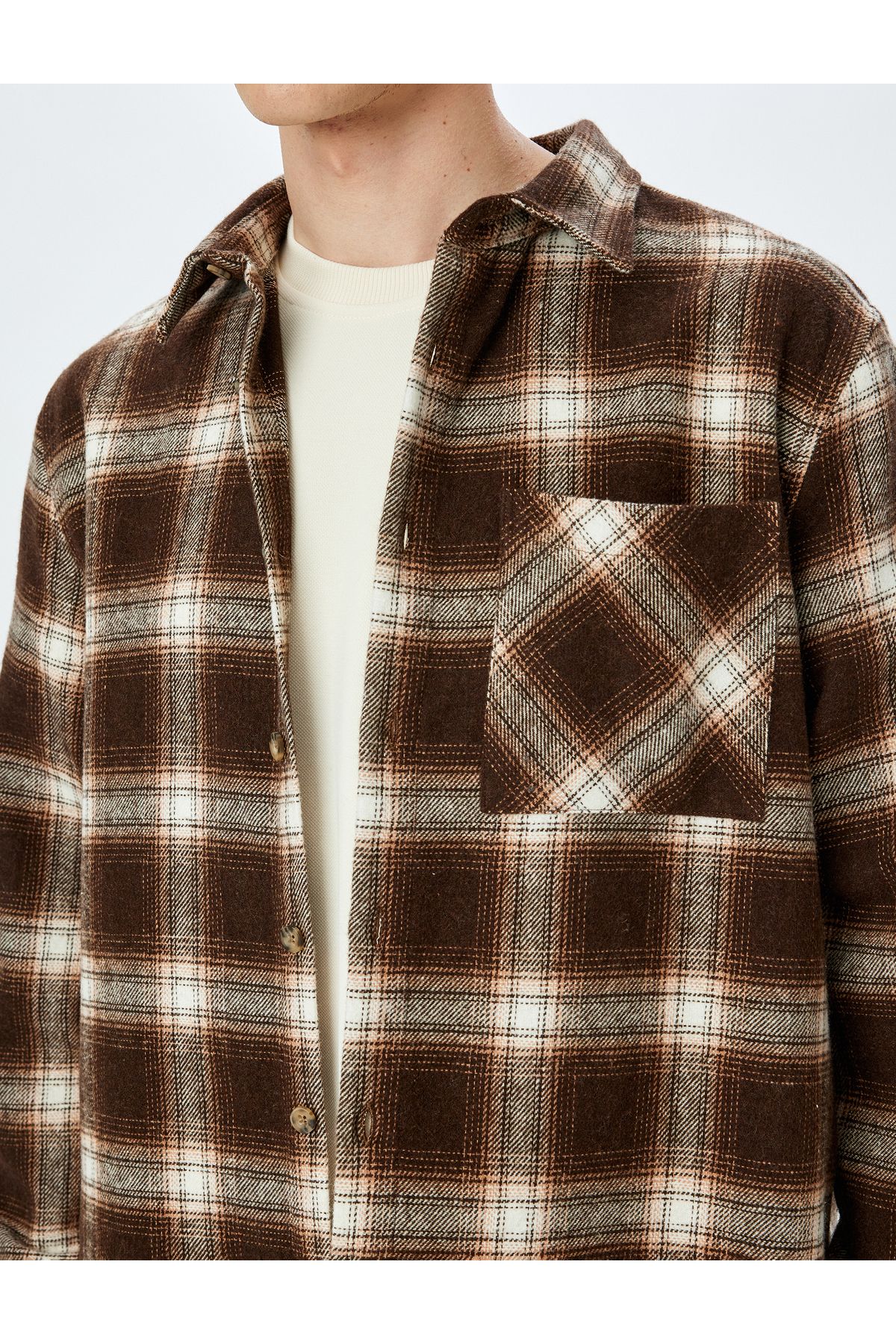 Koton-Plaid Patterned Regular Fit Lumberjack Shirt with Pockets 5