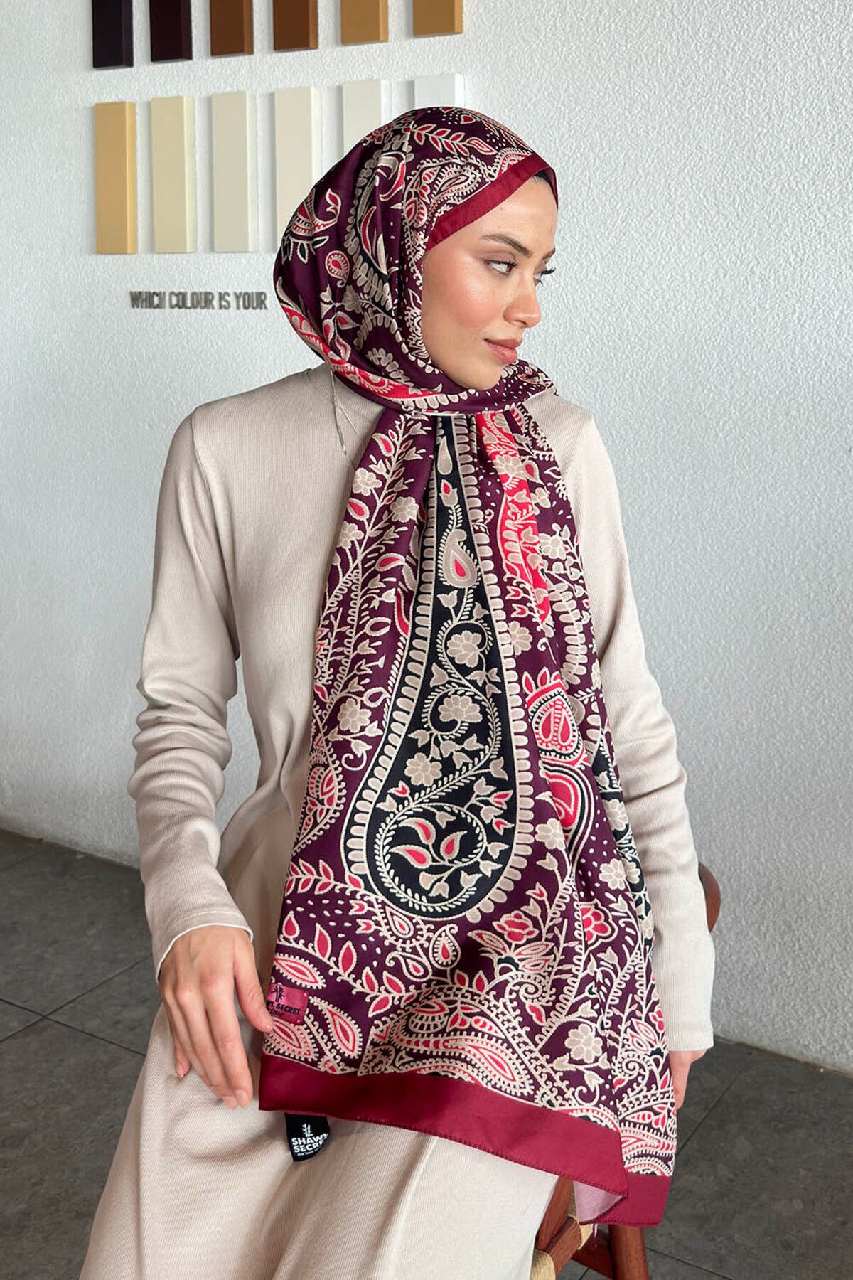 lamelif-Retro Pattern Scented Prime Series Shawl 4