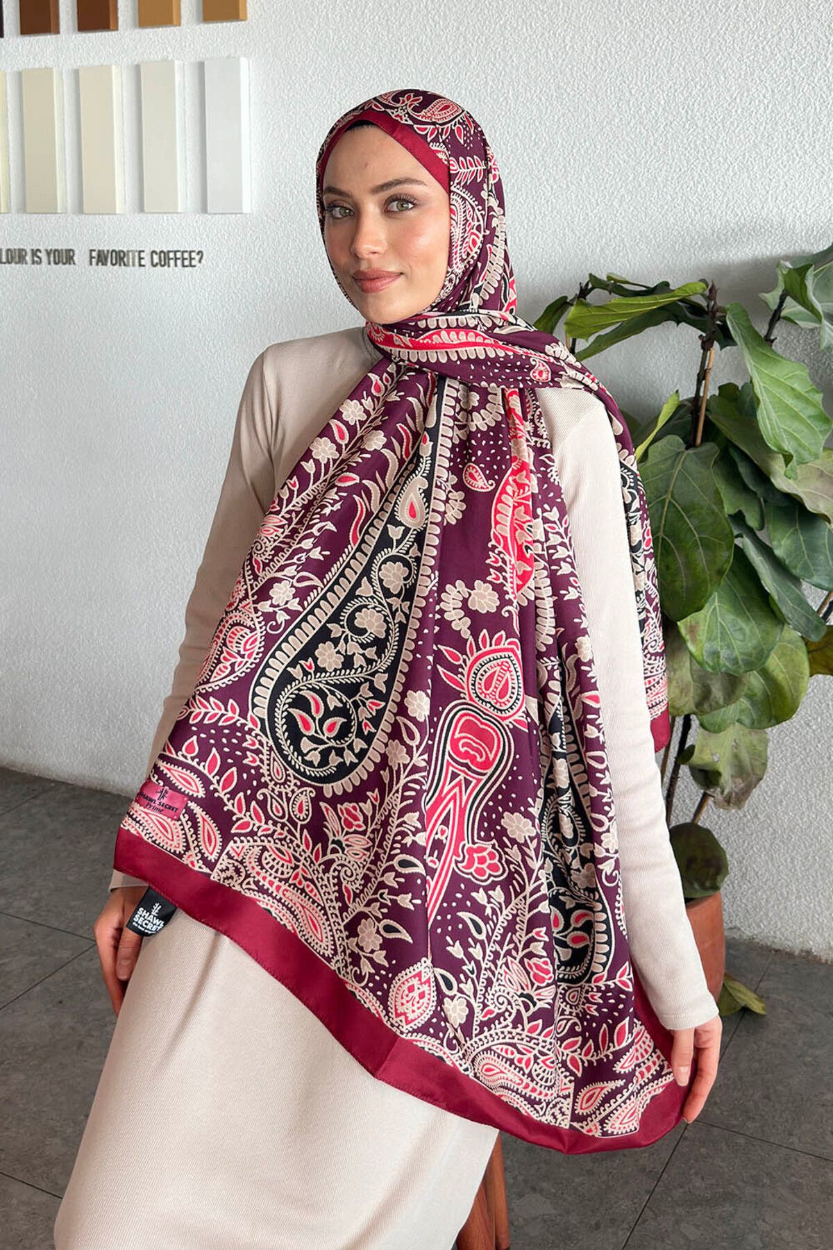 lamelif-Retro Pattern Scented Prime Series Shawl 2