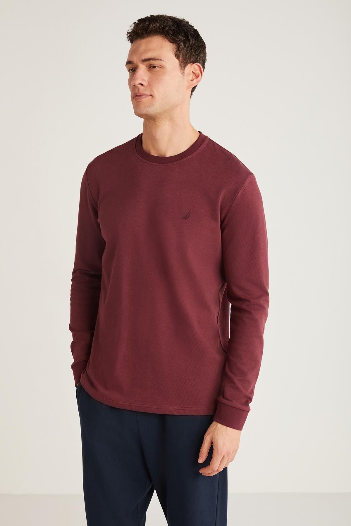 ست پیژامه مردانه لباس خواب بلند آقایان BURGUNDY C4T1N8O را تنظیم کرد Nautica
