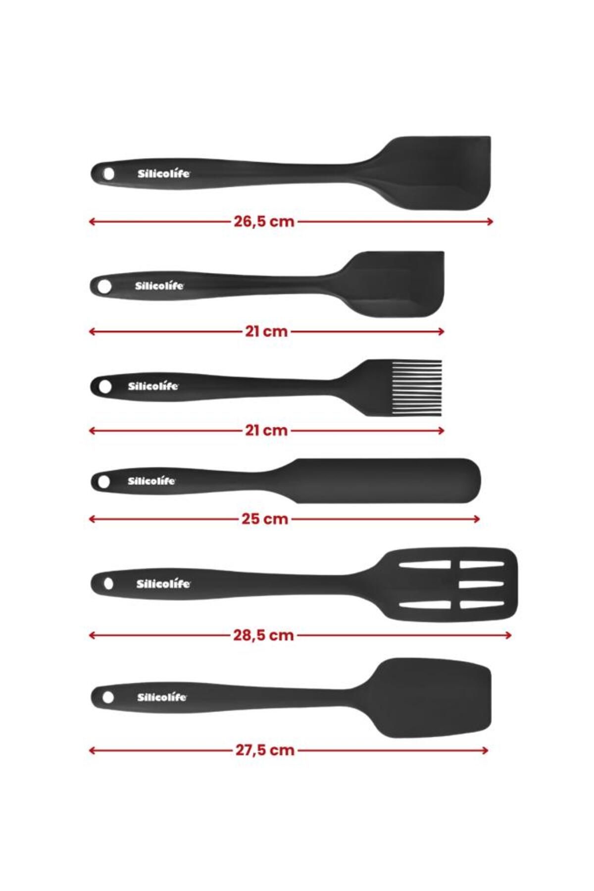 Silicolife-6-Piece Black Silicone Kitchen Set - Heat-Resistant, Fireproof, and Non-Stick 4