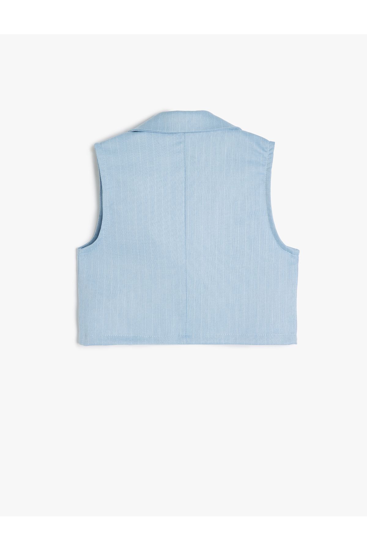 Koton-Double Breasted Cropped Vest with Button Detail - Pocket Applique 2