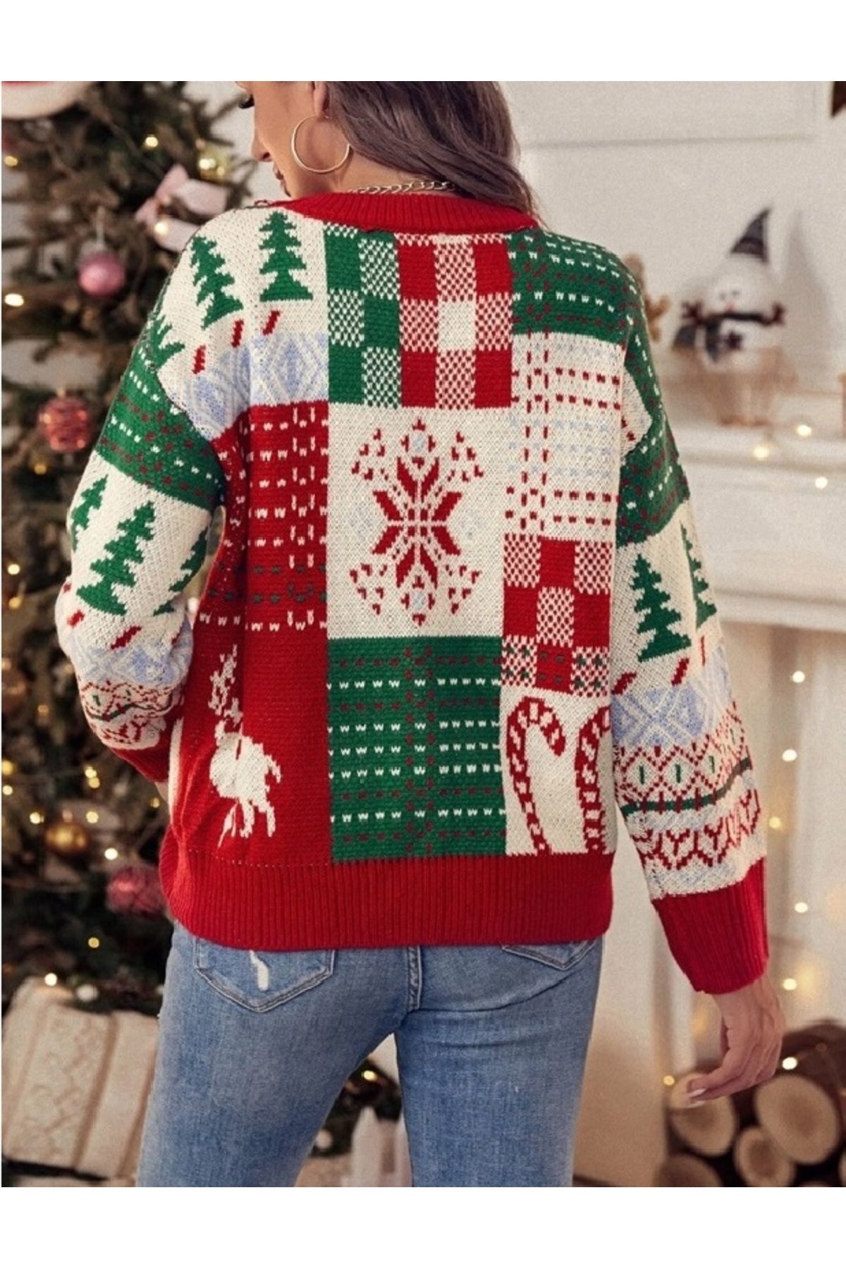 NEWLAKER-Unisex Crew Neck Christmas Themed Knitwear Knitted Sweater 2