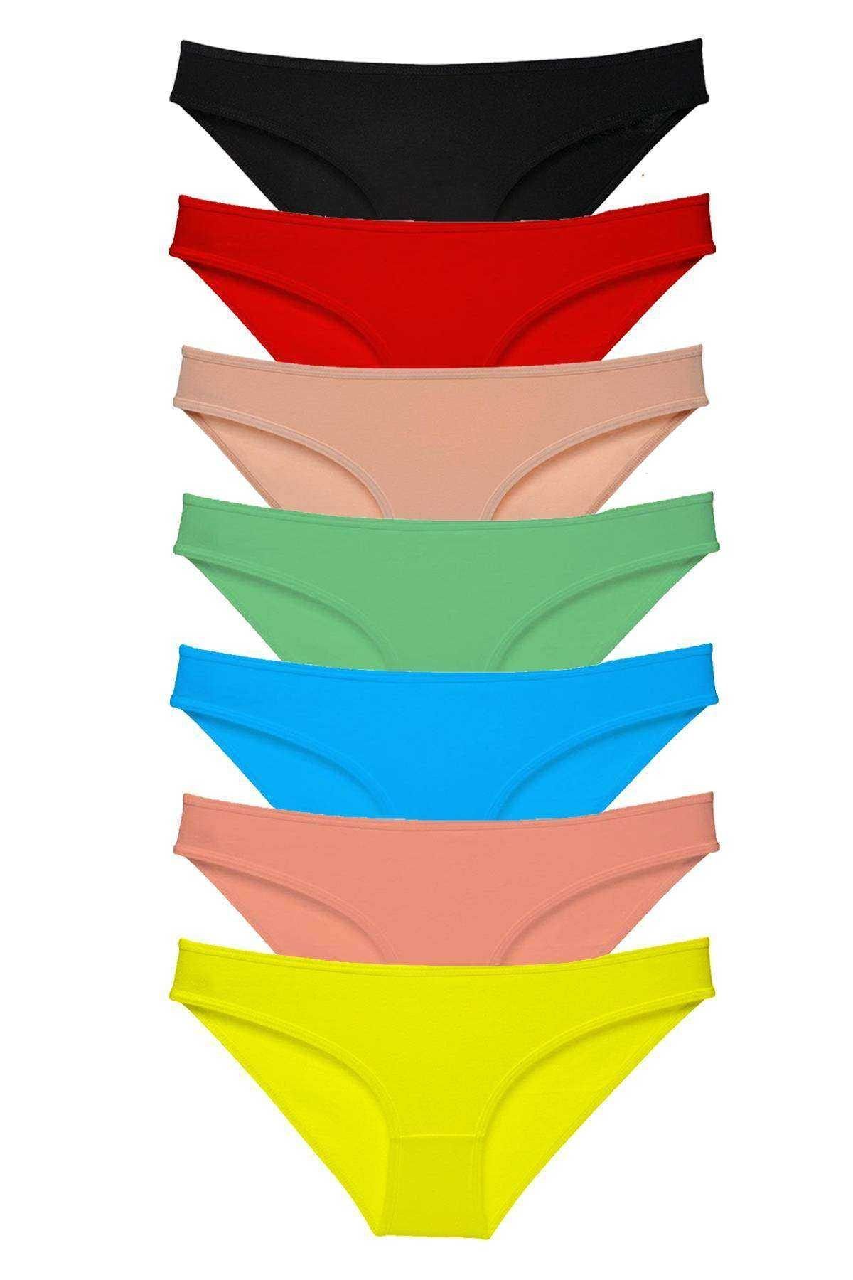 Easy Tedarik 7 adet Süper Eko Set Likralı Kadın Slip Külot Çok Renkli